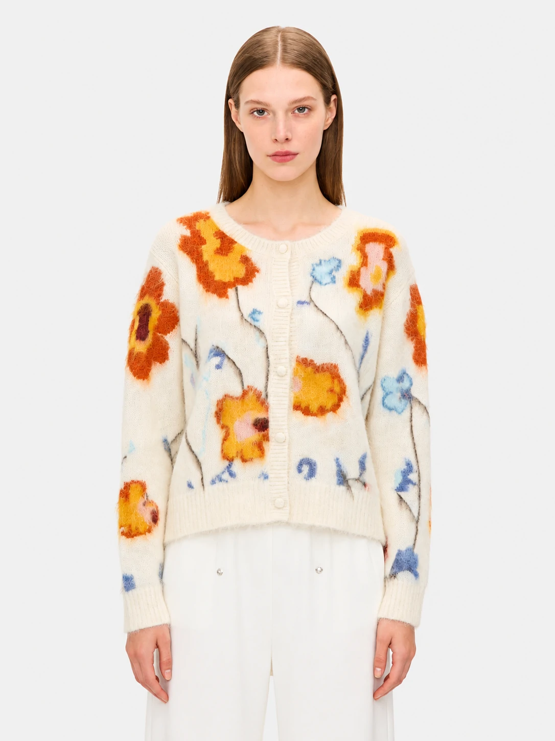 Luxury Alpaca Wool Floral Fuzzy Cardigan 1 Luxury Alpaca Wool Floral Fuzzy Cardigan