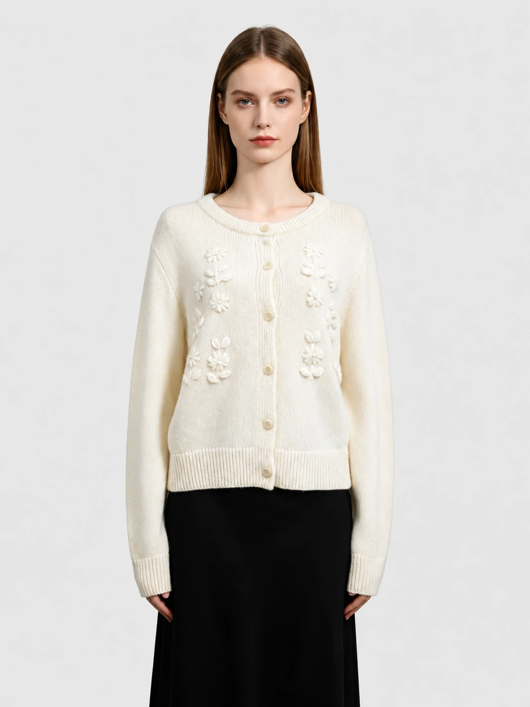 Embossed Floral Wool-Alpaca Knit Cardigan 1 Embossed Floral Wool-Alpaca Knit Cardigan