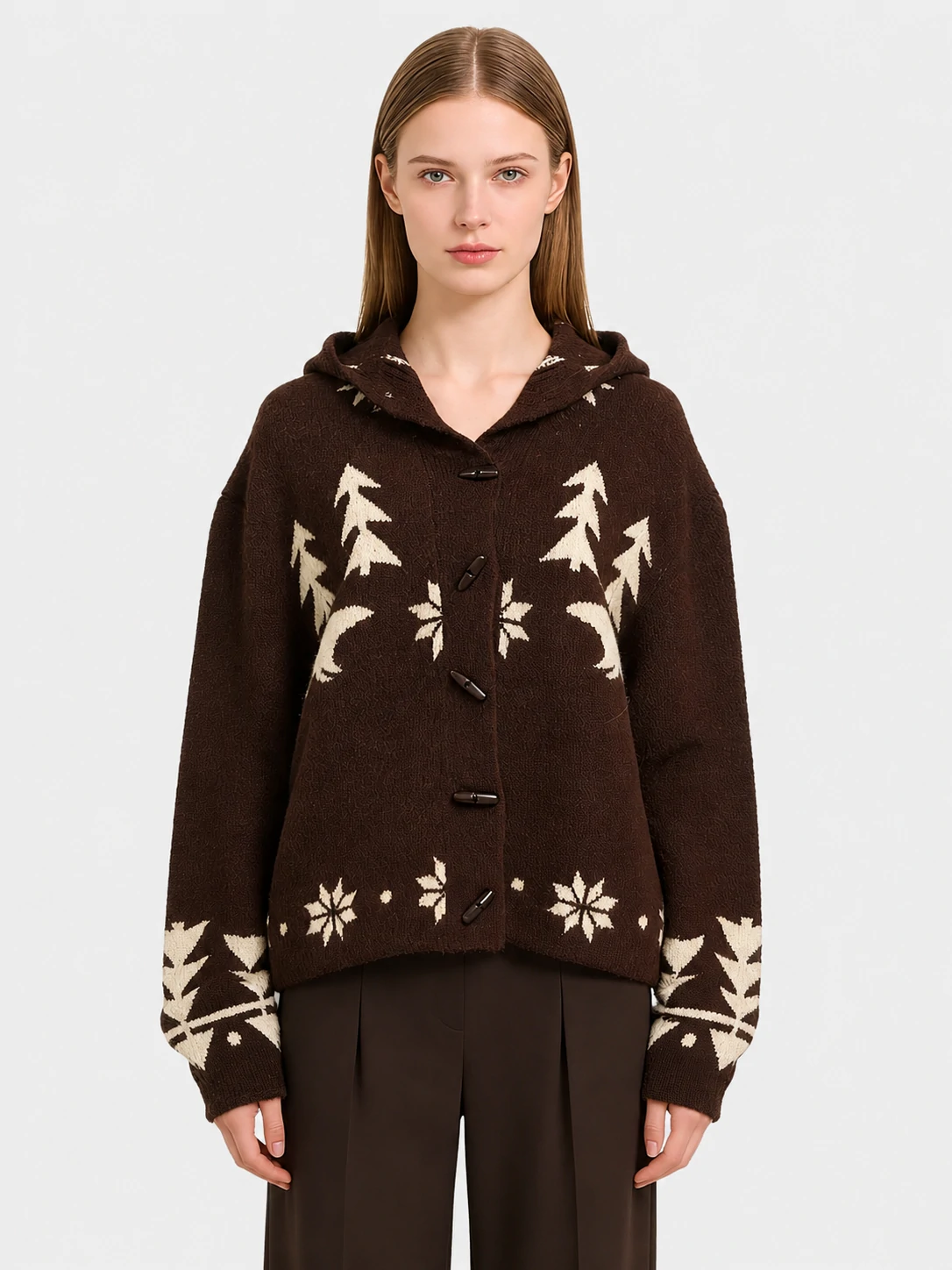 Fair Isle Hooded Toggle Cardigan 1 Fair Isle Hooded Toggle Cardigan