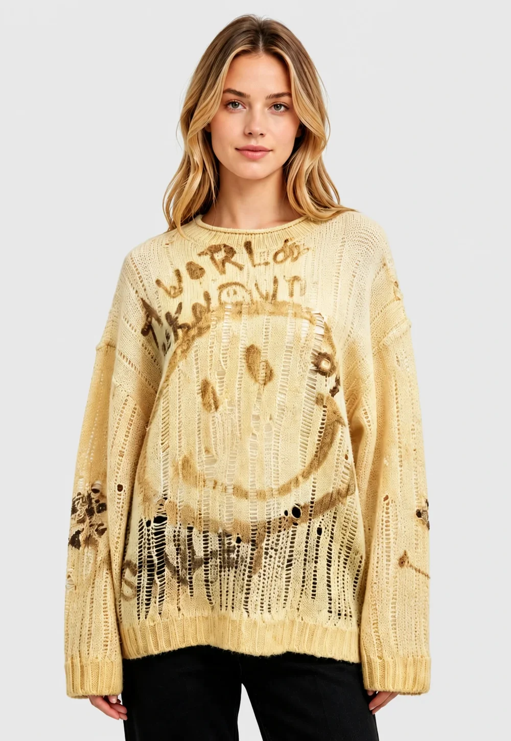 Smiley Sheer Mohair Blend Oversized Sweater