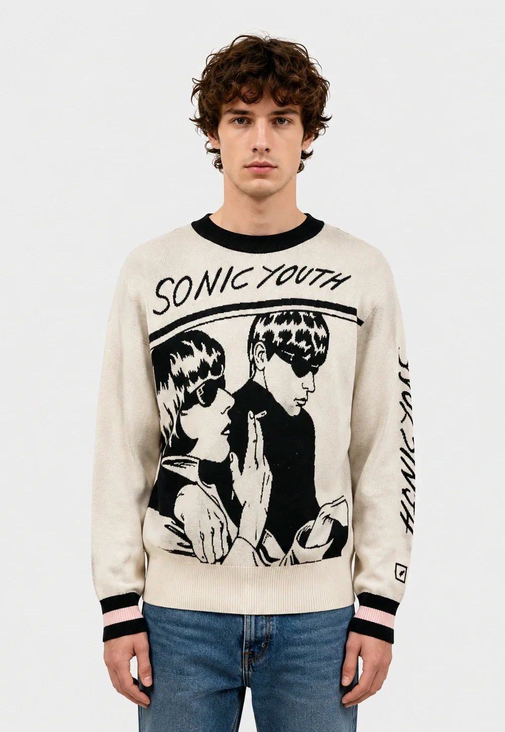 Sonic Youth Graphic Intarsia Knit Sweater