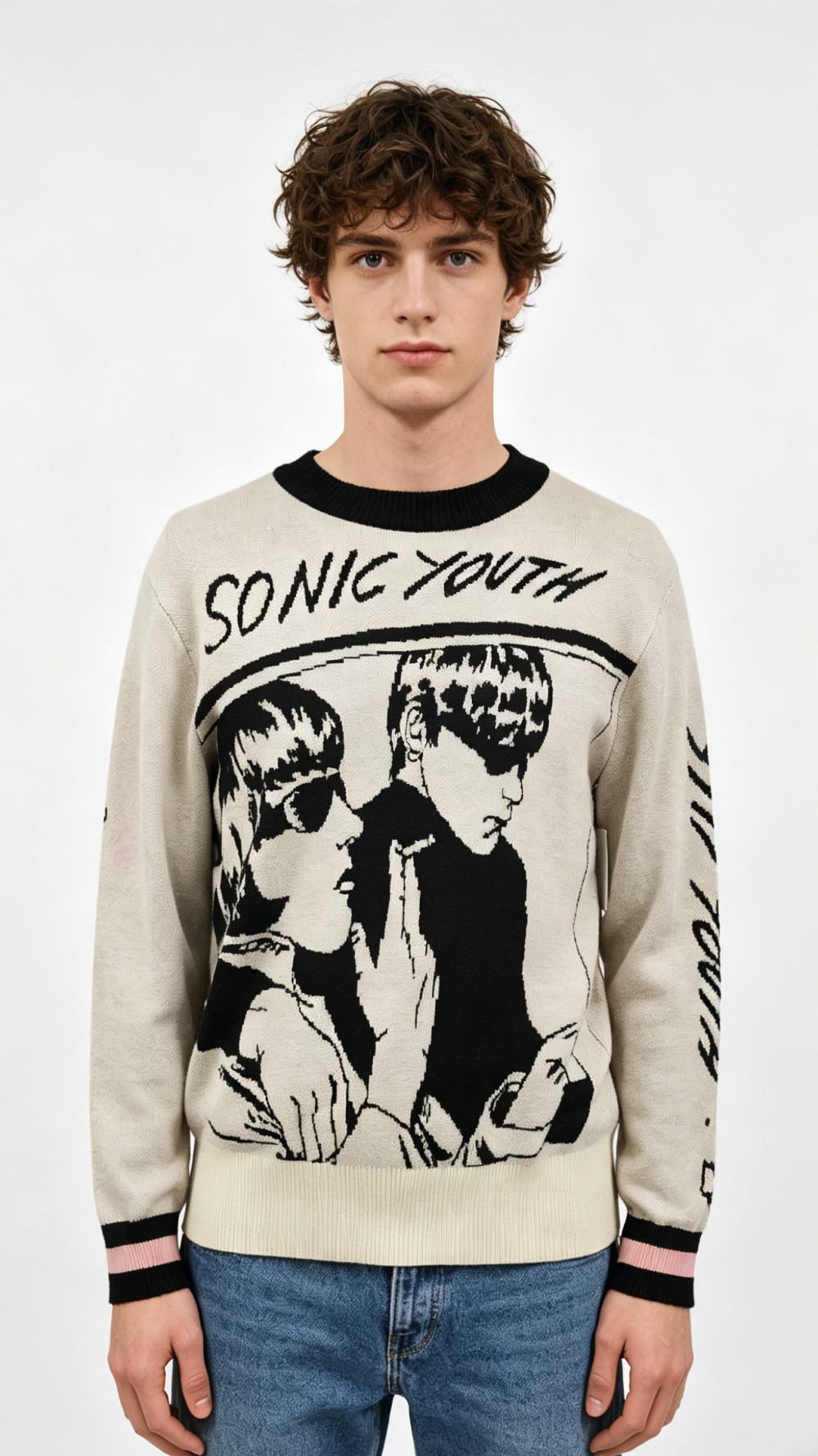 Sonic Youth Graphic Intarsia Knit Sweater