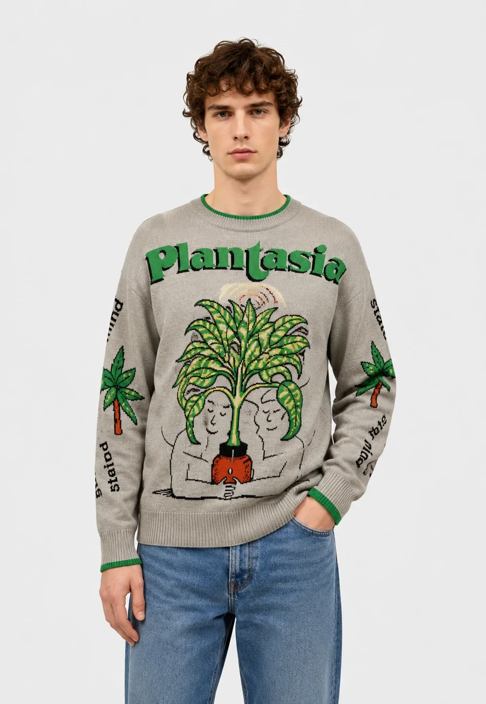 Plantasia Botanical Graphic Knit Sweater