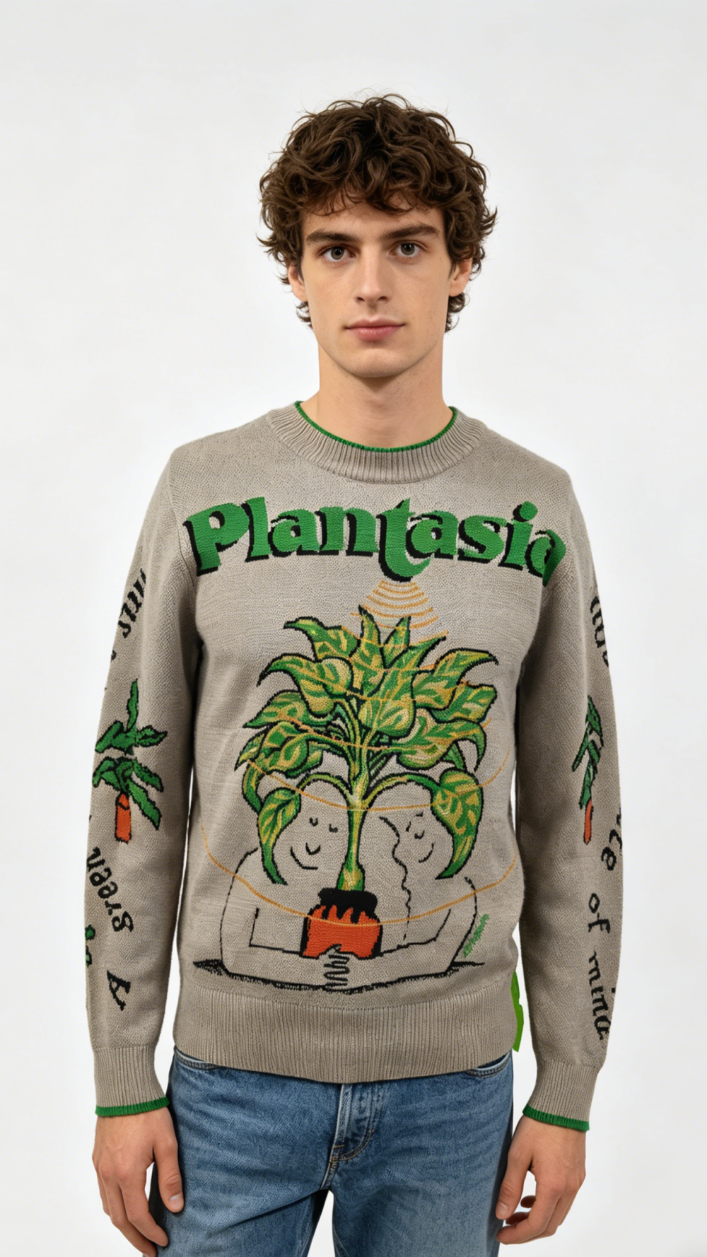 Plantasia Botanical Graphic Knit Sweater