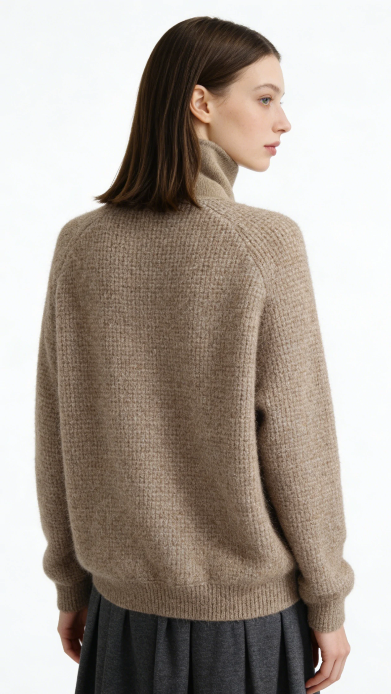 Wool Blend Double-breasted Contrast Panel Knit Jacket 3 Wool Blend Double-breasted Contrast Panel Knit Jacket - Image 3