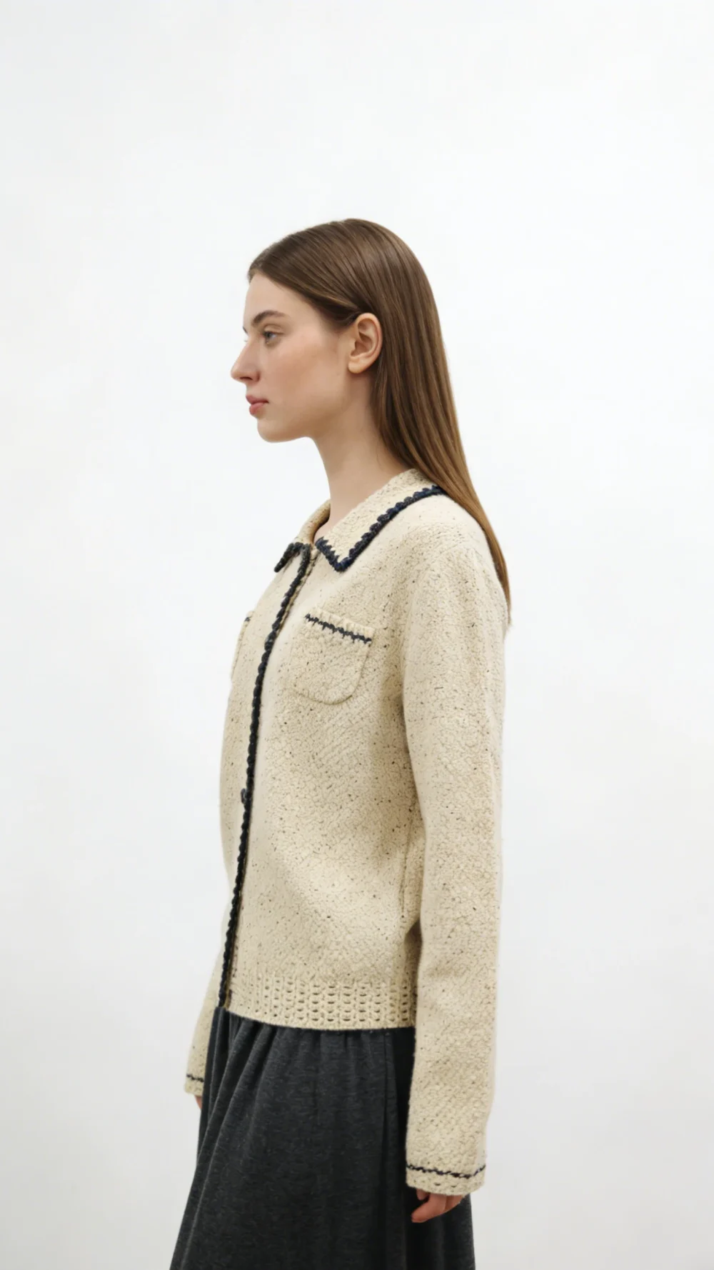 Wool Blend Peter Pan Collar Cardigan (2)