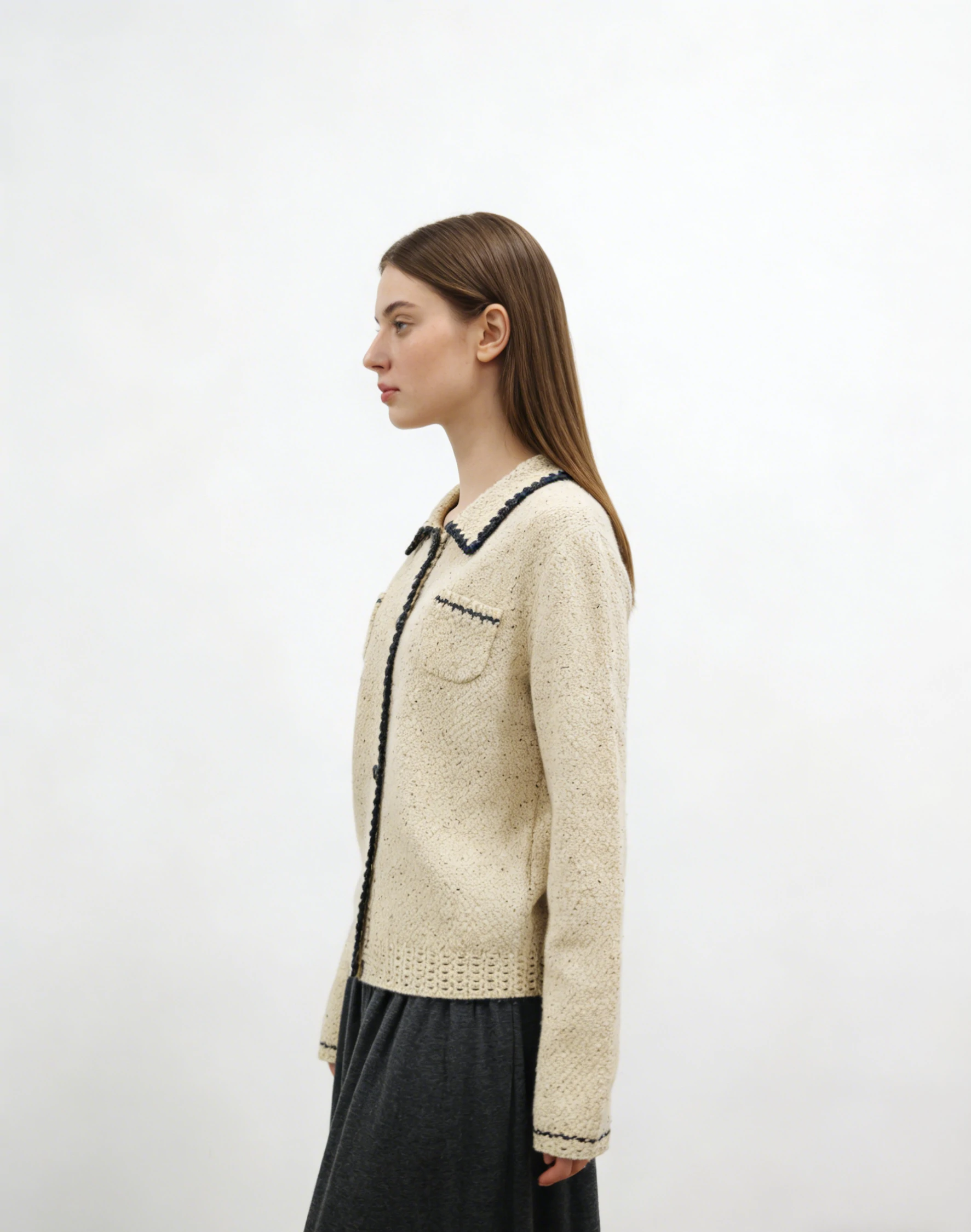 Wool Blend Peter Pan Collar Cardigan 2 Wool Blend Peter Pan Collar Cardigan - Image 2