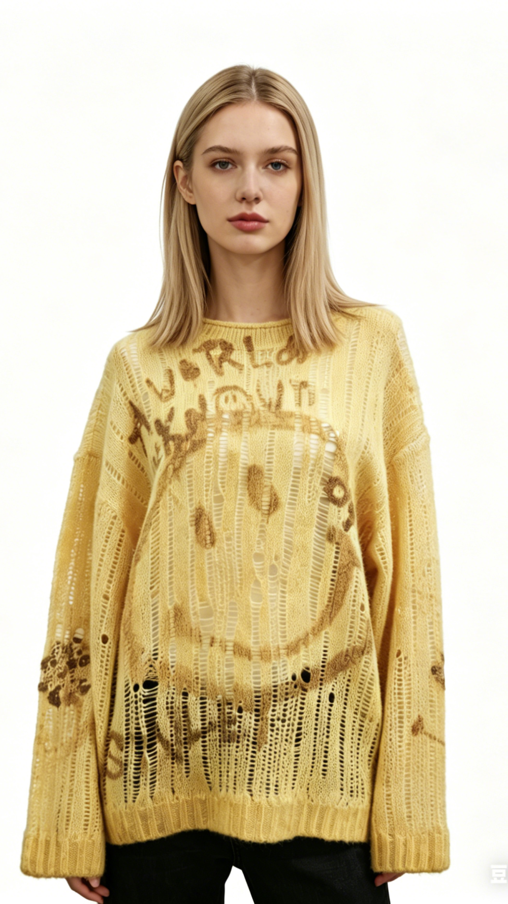 Smiley Sheer Mohair Blend Oversized Sweater