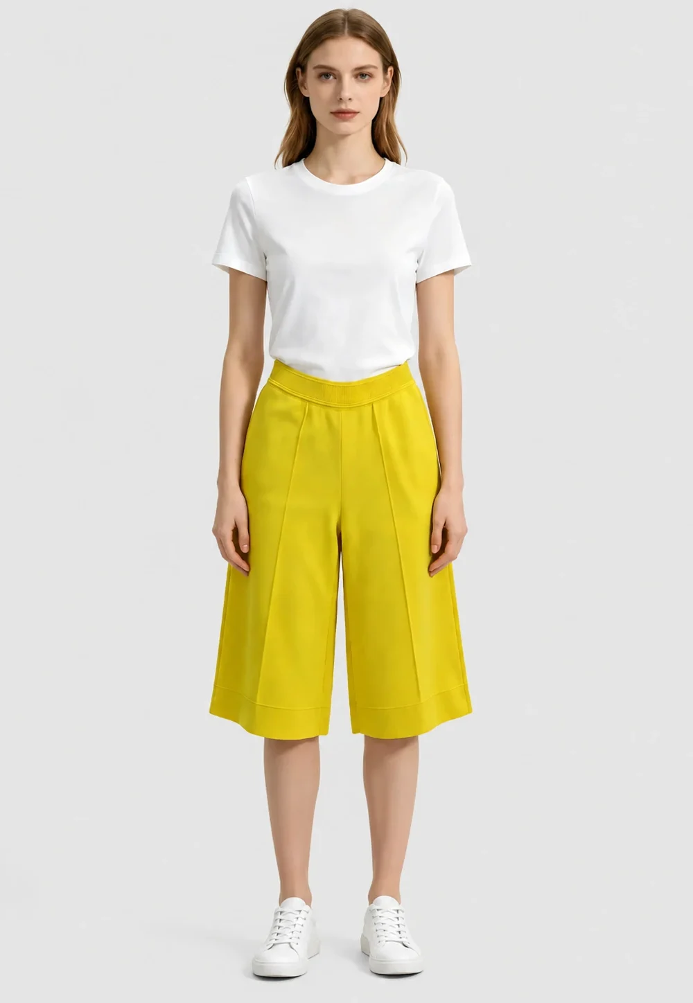 Bright Yellow Knit Culottes