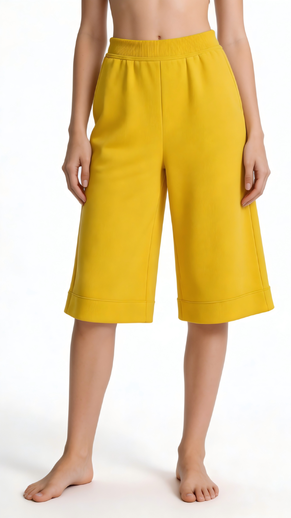Bright Yellow Knit Culottes