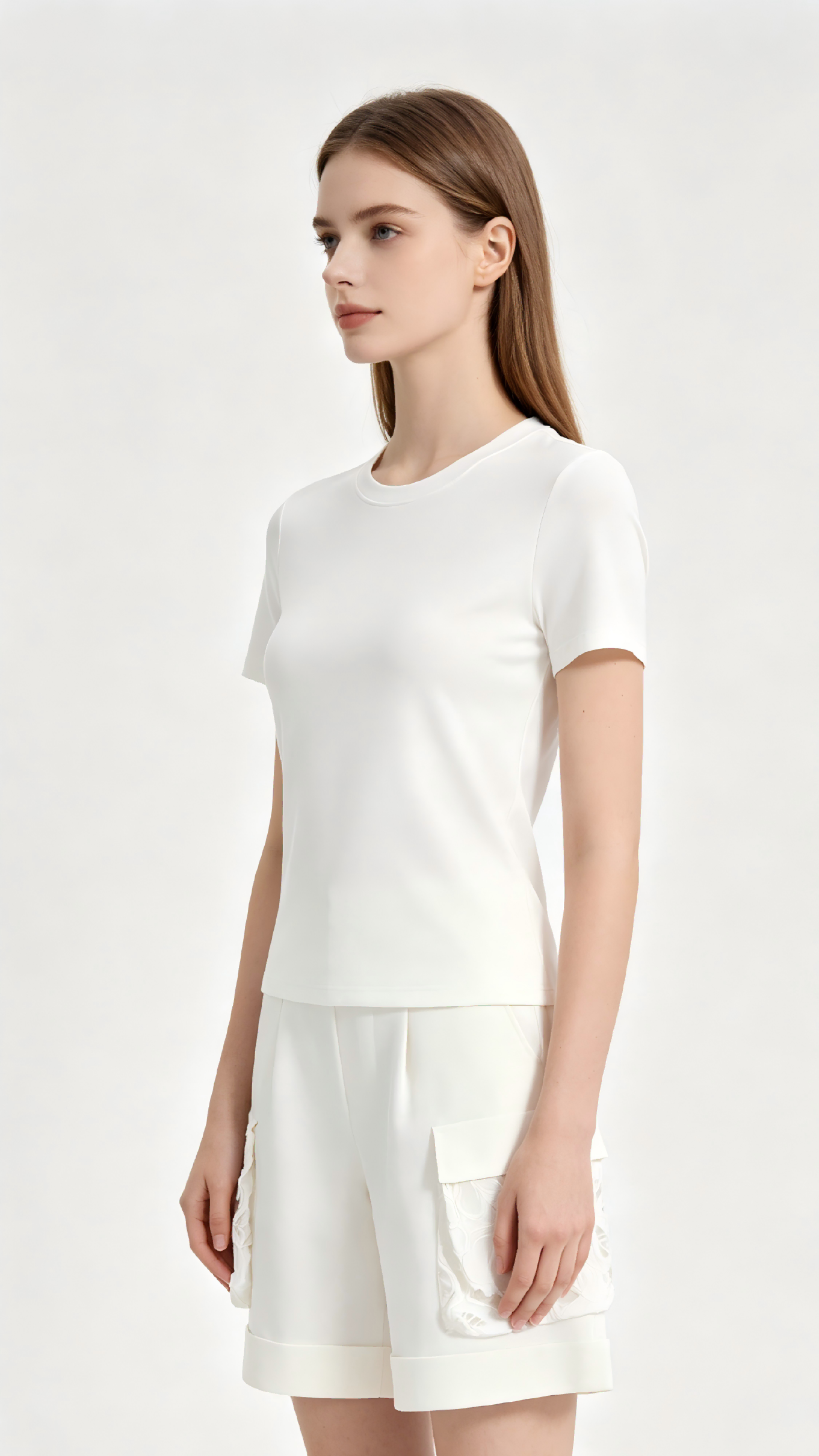 White Lace-Trim Knit Shorts 2 White Lace-Trim Knit Shorts - Image 2
