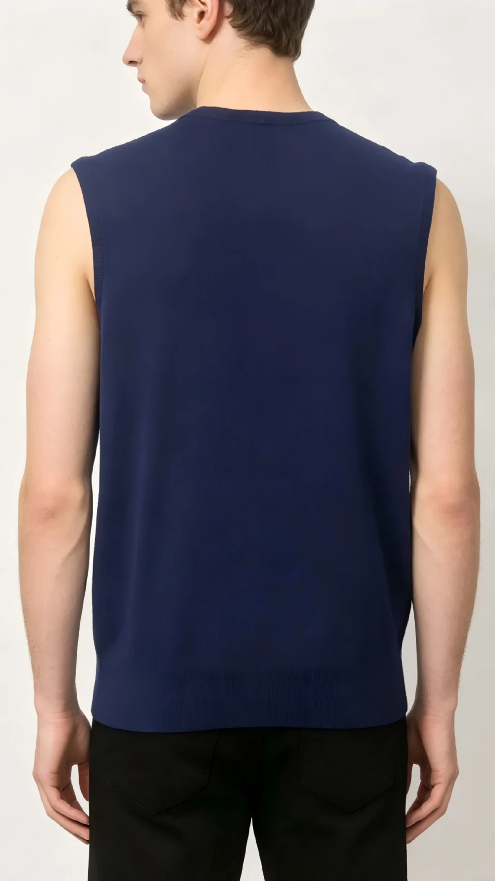 Navy Blue Crew Neck Knit Vest (3)