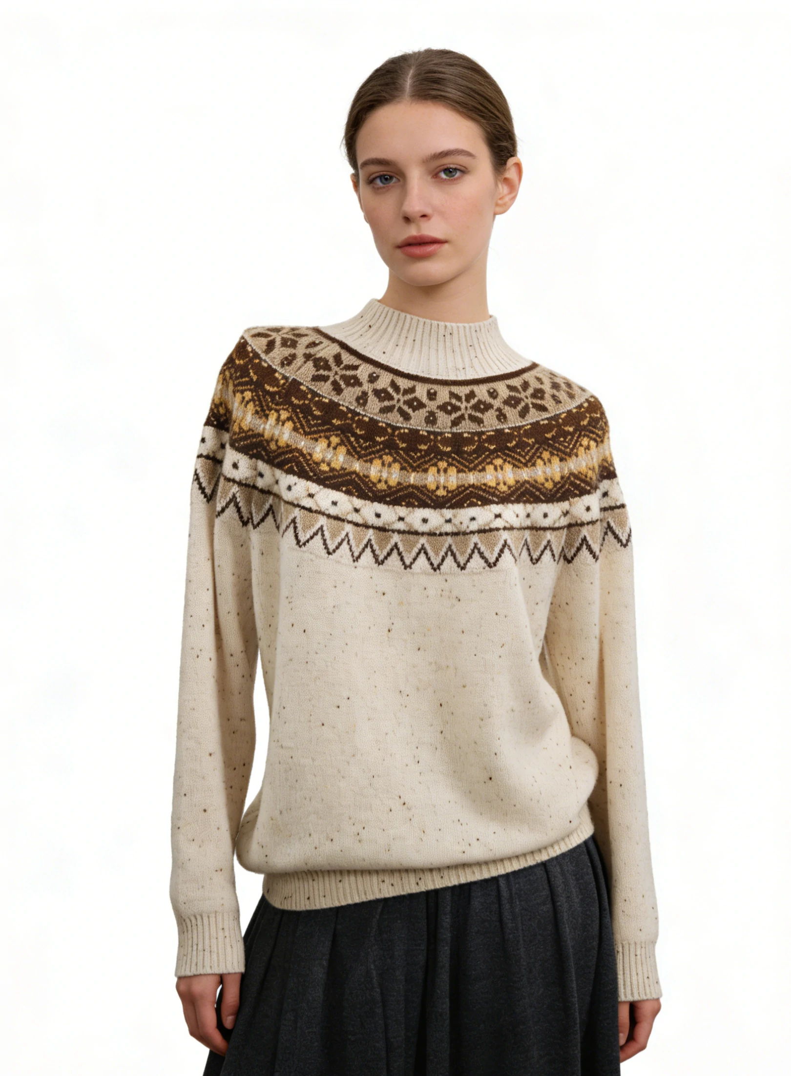 Fair Isle 100% Cashmere High Neck Sweater 1 Fair Isle 100% Cashmere High Neck Sweater