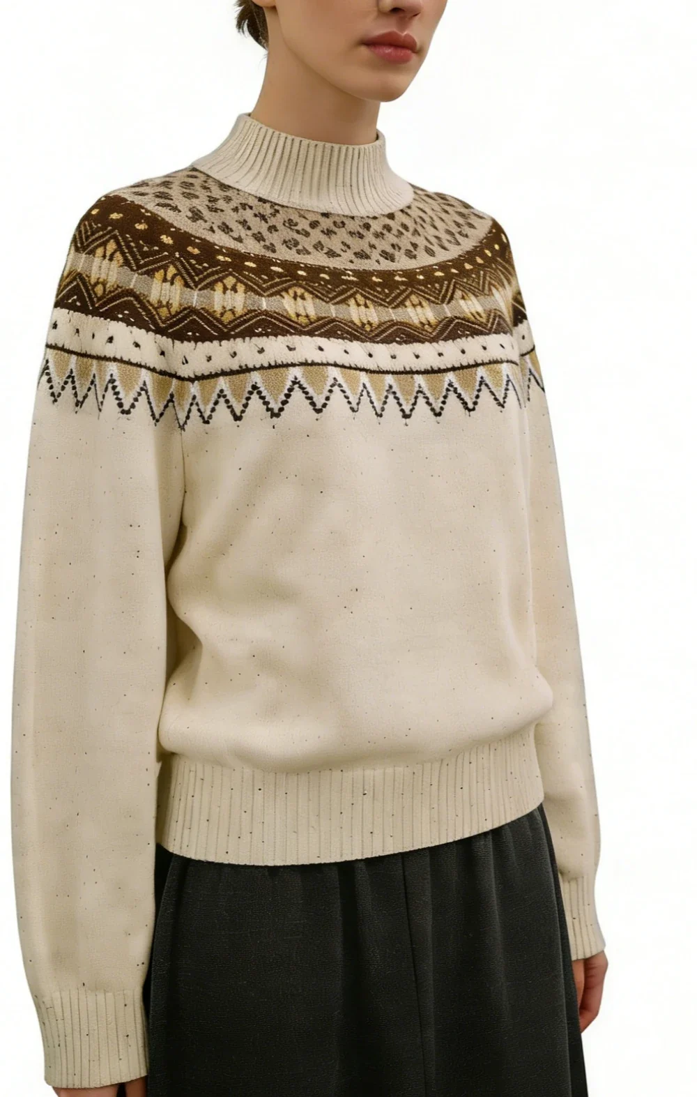 Fair Isle 100% Cashmere High Neck Sweater