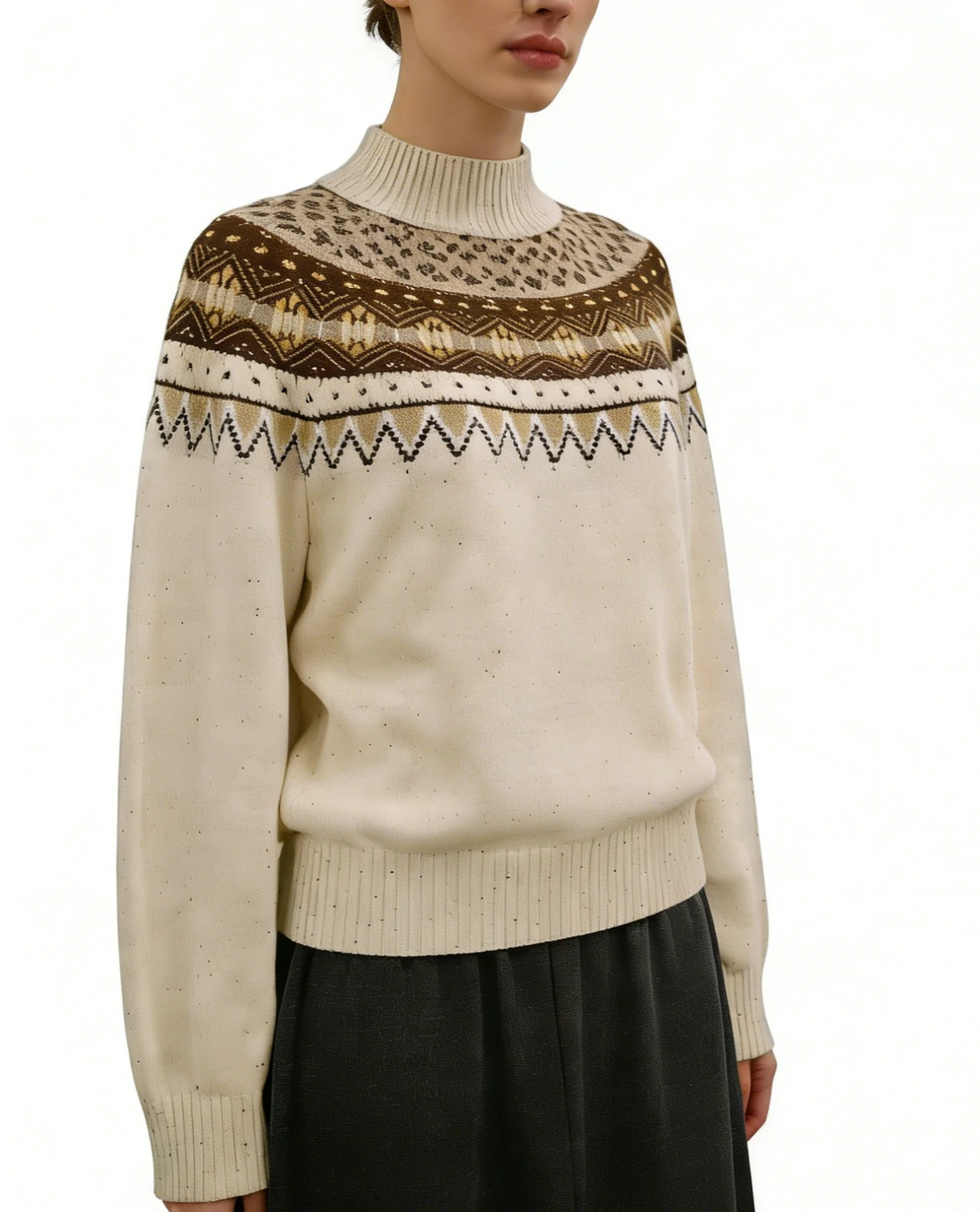 Fair Isle 100% Cashmere High Neck Sweater 2 Fair Isle 100% Cashmere High Neck Sweater