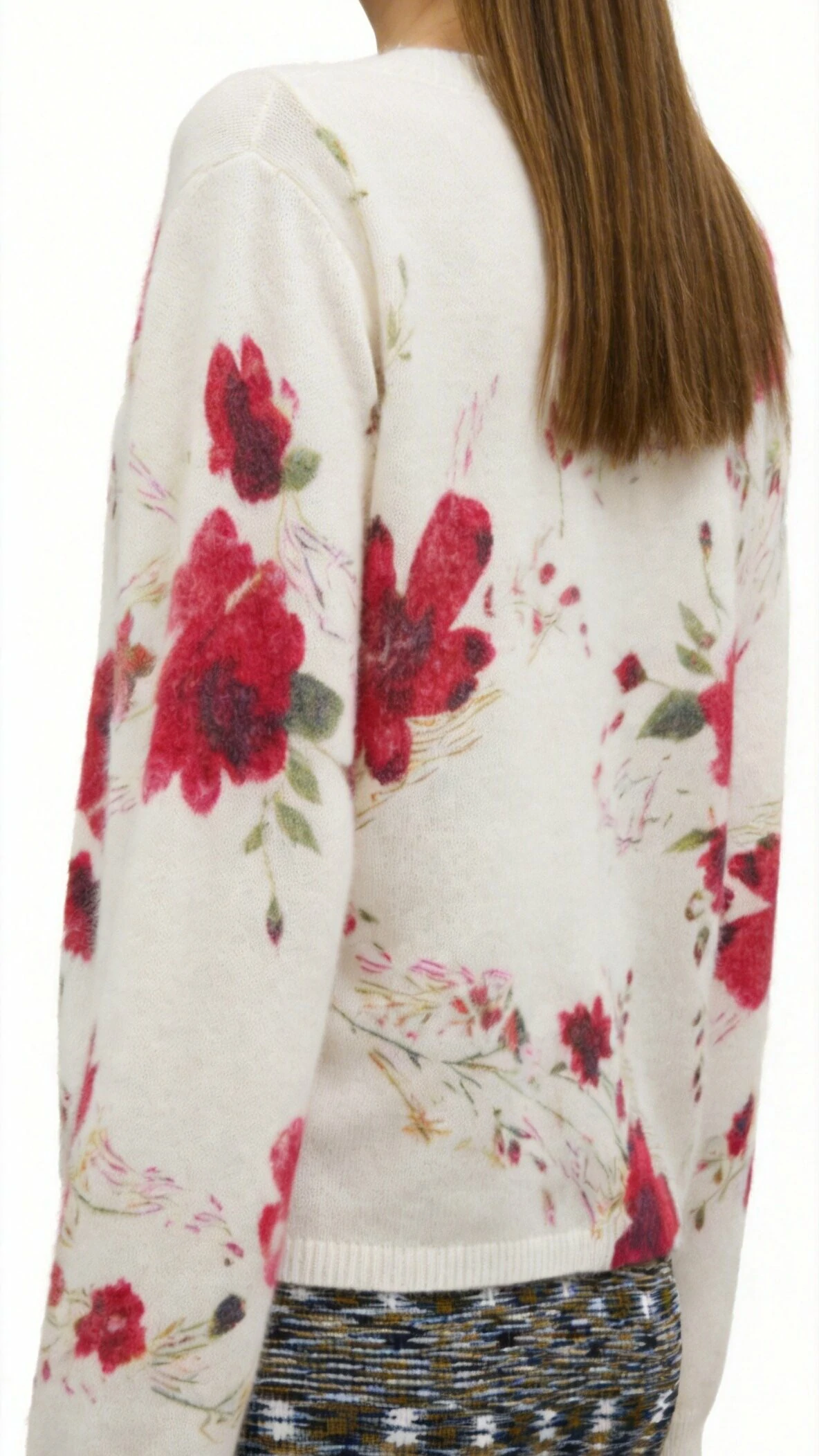 50% Angora Nylon Floral Print Cardigan 3 50% Angora Nylon Floral Print Cardigan - Image 3