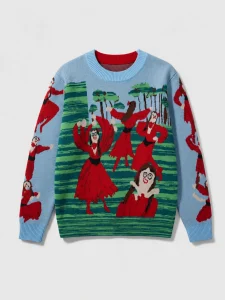 How Jacquard Knitwear Adds Value to Fashion Collections 1 Folk Dancing Ladies Graphic Jacquard Knit Pullover