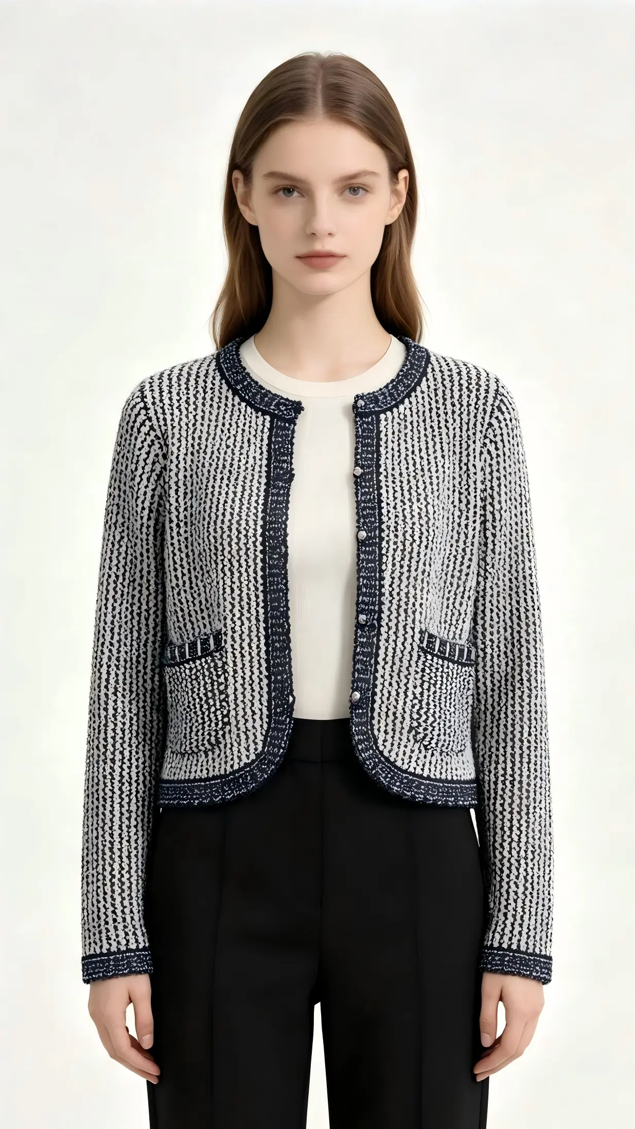Vintage Contrast Knit Cropped Cardigan 1 Vintage Contrast Knit Cropped Cardigan