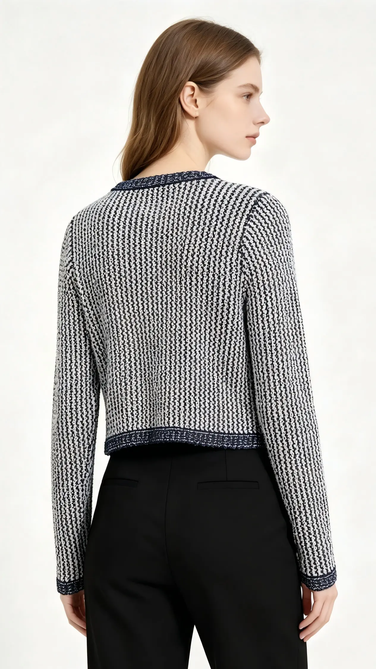 Vintage Contrast Knit Cropped Cardigan 3 Vintage Contrast Knit Cropped Cardigan - Image 3