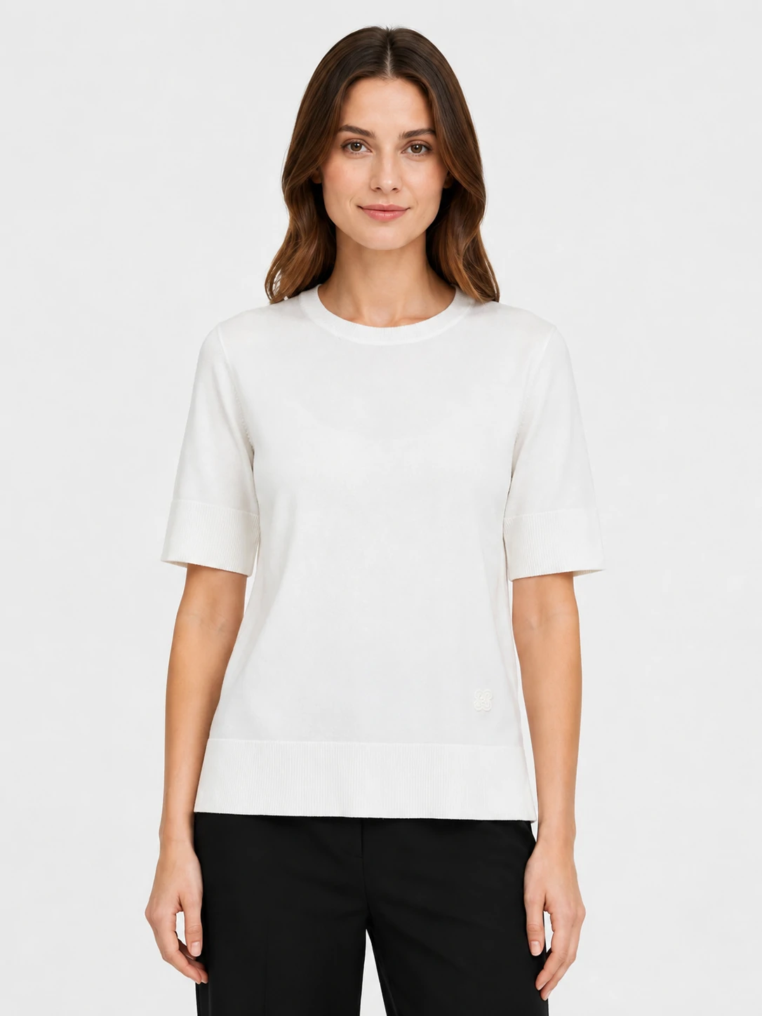 Ivory Short-Sleeve Knit Top 1 Ivory Short-Sleeve Knit Top