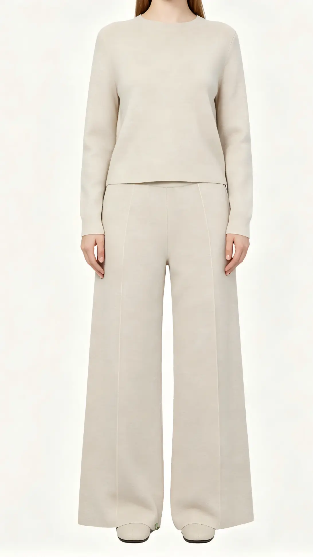 Beige Knit Wide-Leg Pants 1 Beige Knit Wide-Leg Pants