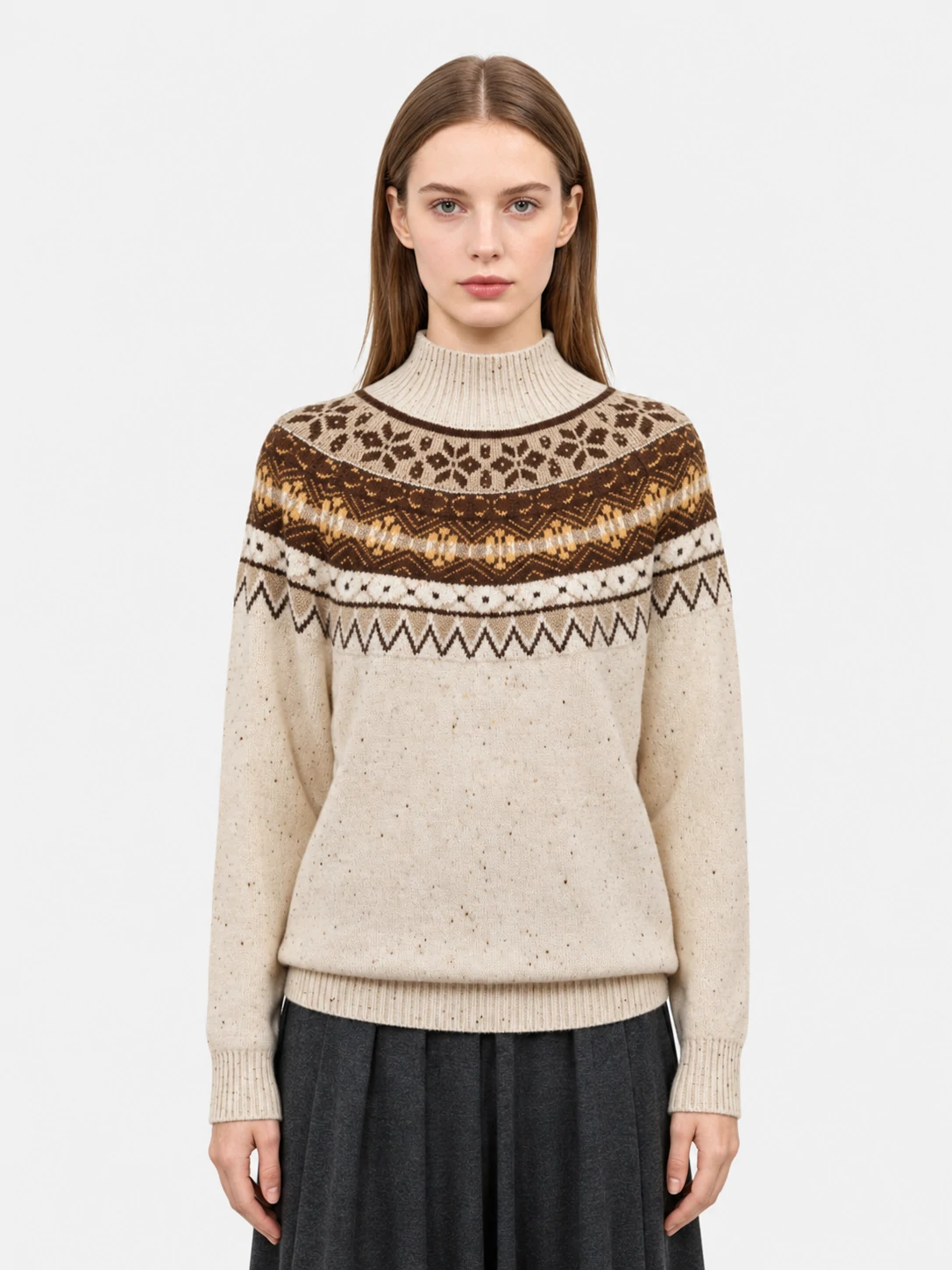 Fair Isle 100% Cashmere High Neck Sweater 1 Fair Isle 100% Cashmere High Neck Sweater