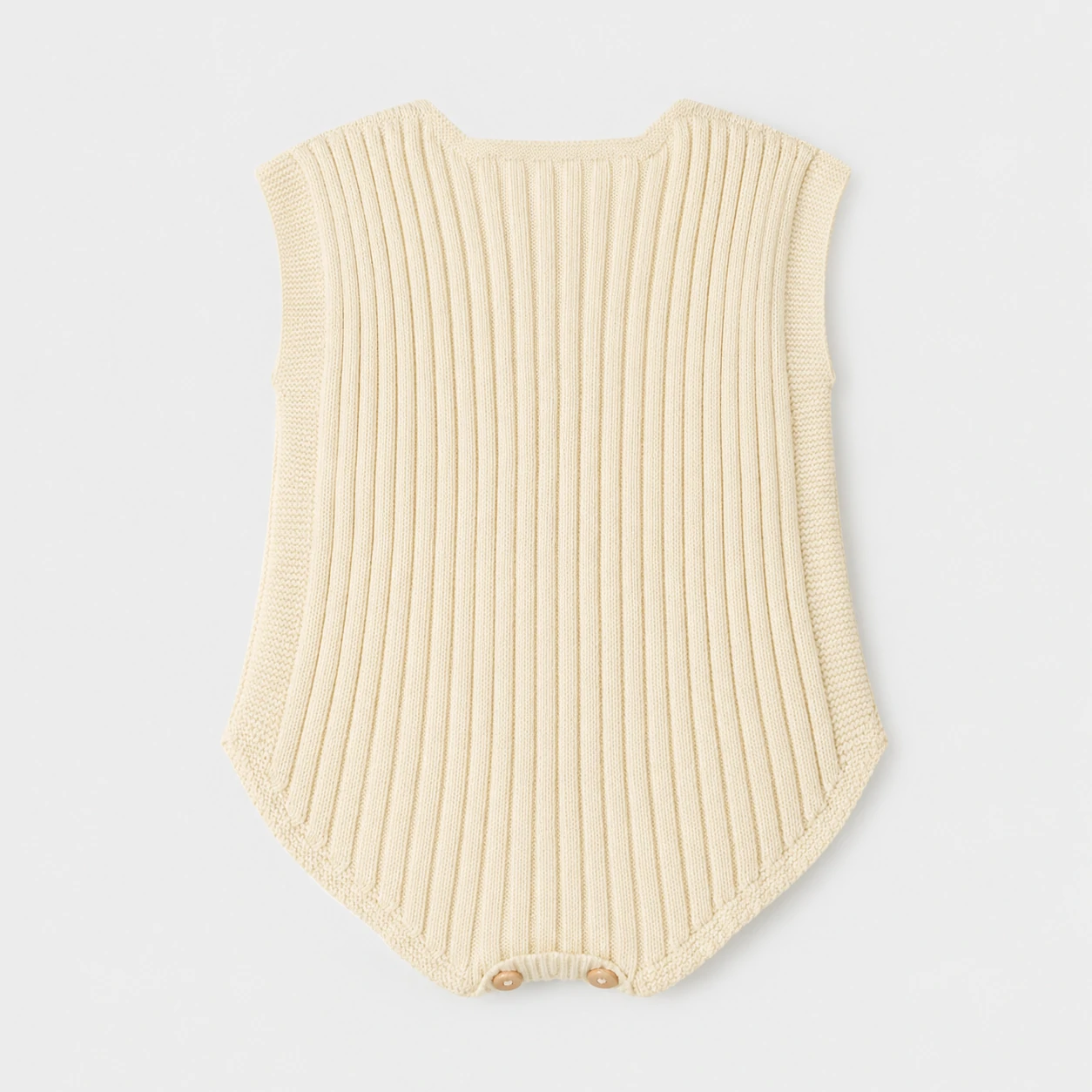 Baby Cream Ribbed Sleeveless Knit Romper 3 Baby Cream Ribbed Sleeveless Knit Romper - Image 3