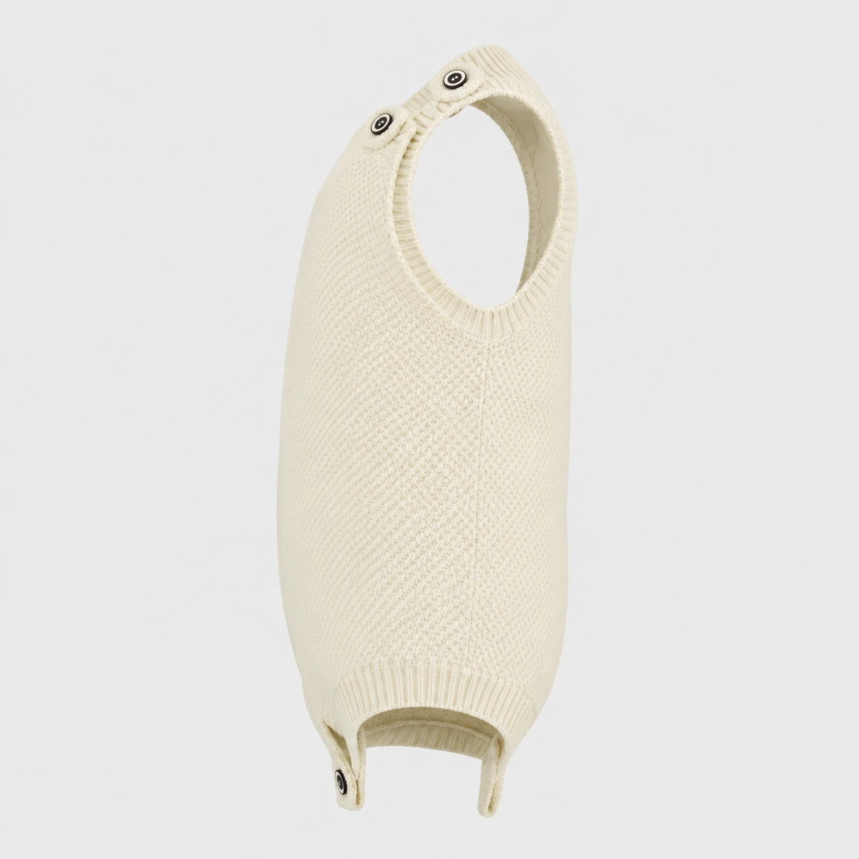 Baby Cream Textured Knit Suspender Romper 2 Baby Cream Textured Knit Suspender Romper - Image 2