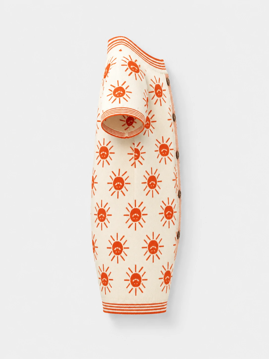 Baby Cream and Orange Sun Print Knit Romper 3 Baby Cream and Orange Sun Print Knit Romper - Image 3