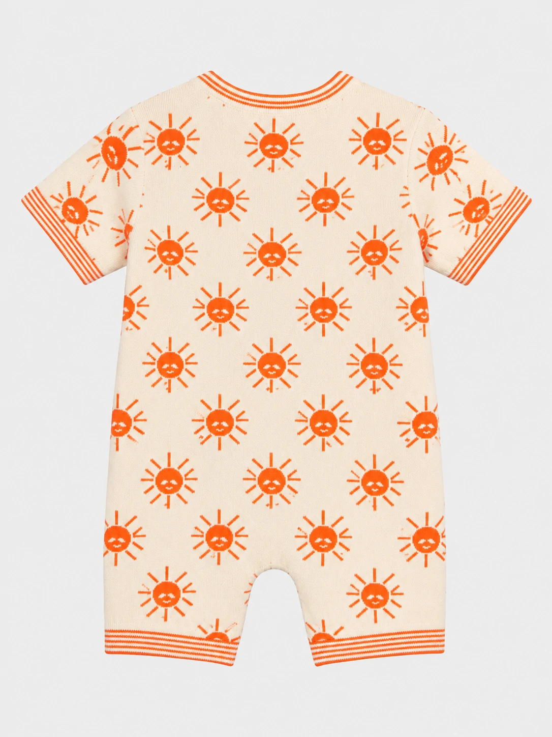 Baby Cream and Orange Sun Print Knit Romper 2 Baby Cream and Orange Sun Print Knit Romper - Image 2
