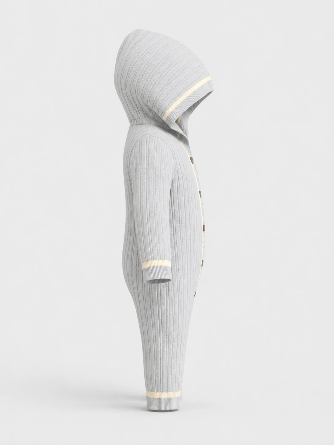 Baby Grey Hooded Knit Romper 2 Baby Grey Hooded Knit Romper - Image 2