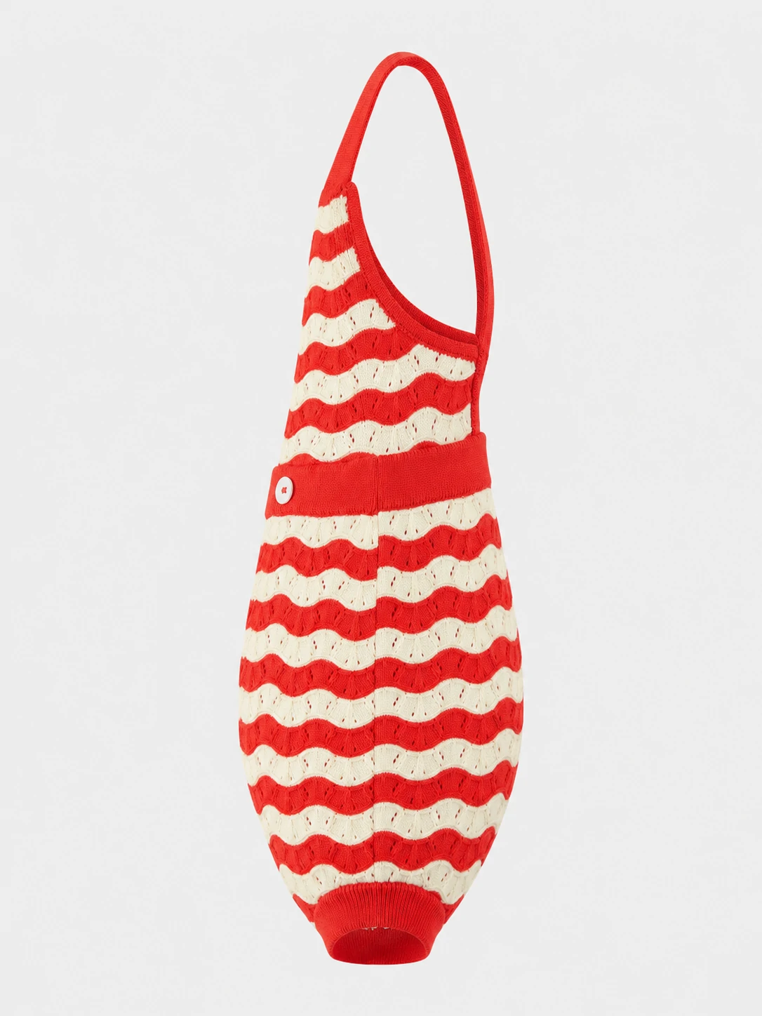 Baby Red and Cream Striped Knit Suspender Romper 2 Baby Red and Cream Striped Knit Suspender Romper - Image 2