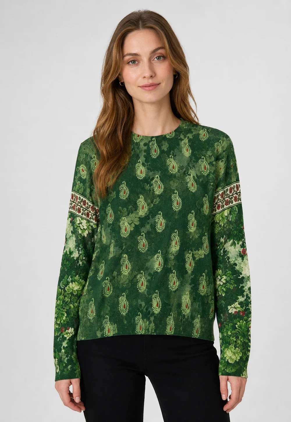 Women’s Vintage Hunting Scene Printed Knit Sweater