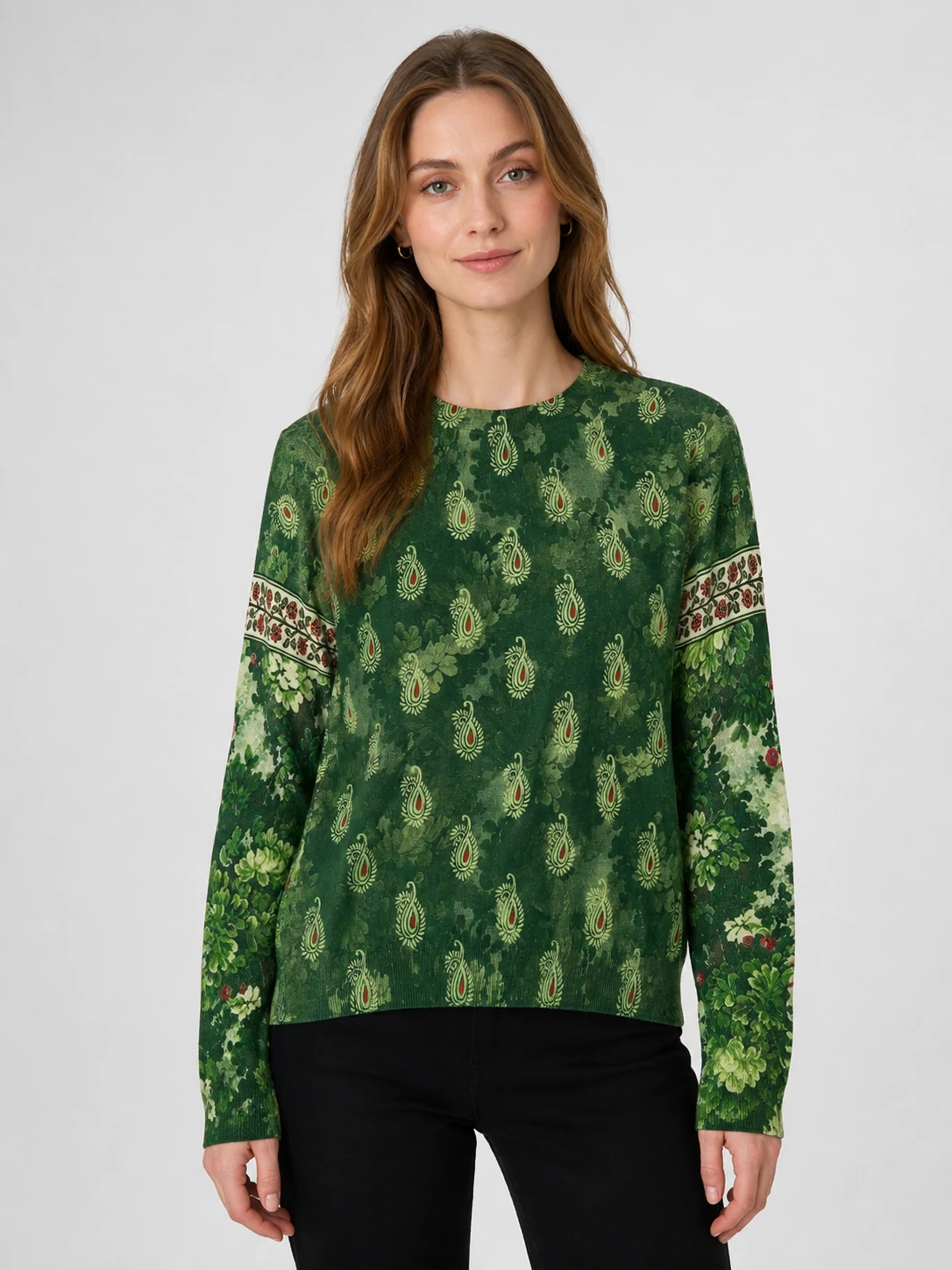 Women’s Vintage Hunting Scene Printed Knit Sweater 1 Women’s Vintage Hunting Scene Printed Knit Sweater