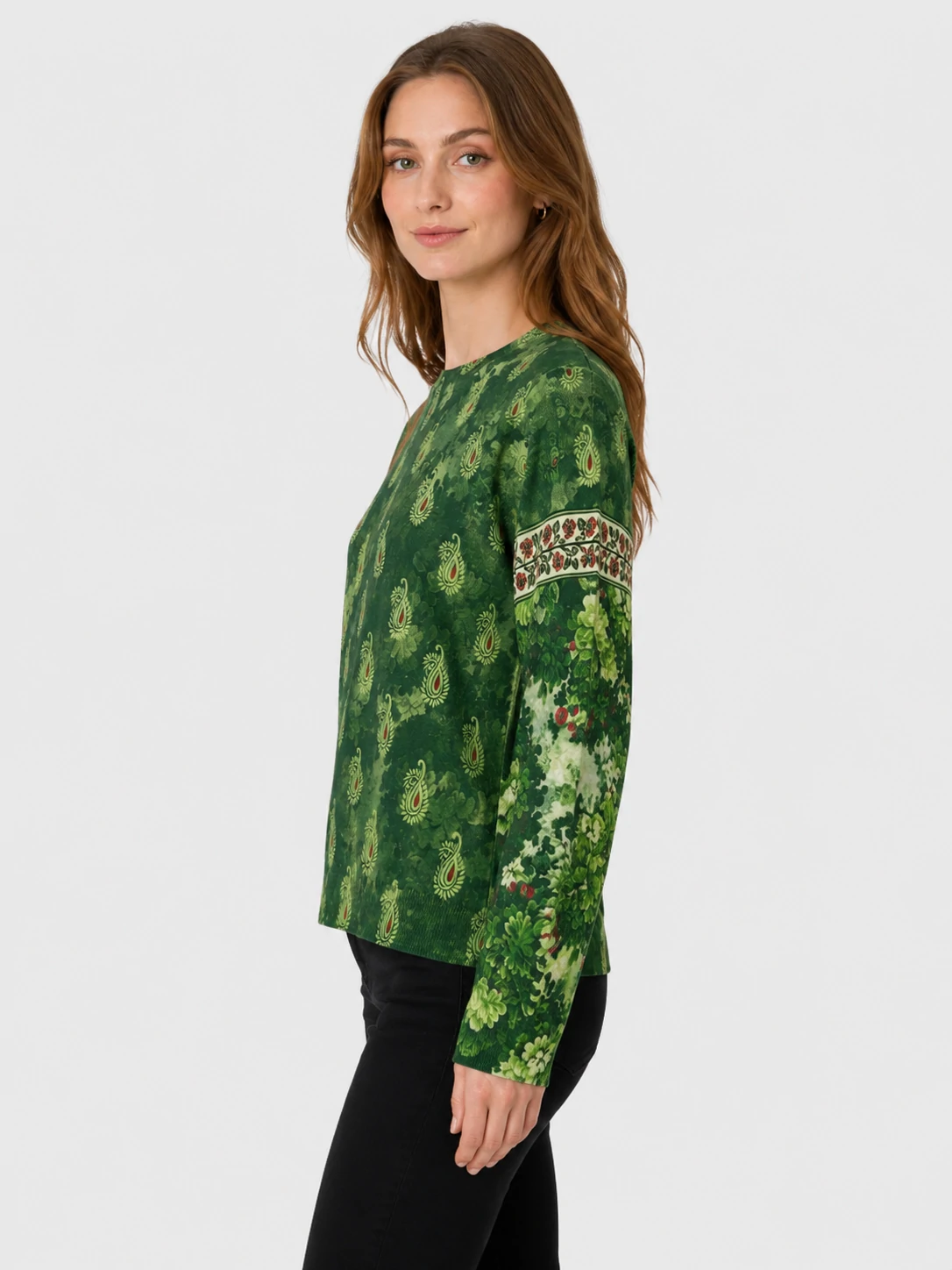 Women’s Vintage Hunting Scene Printed Knit Sweater 3 Women’s Vintage Hunting Scene Printed Knit Sweater - Image 3