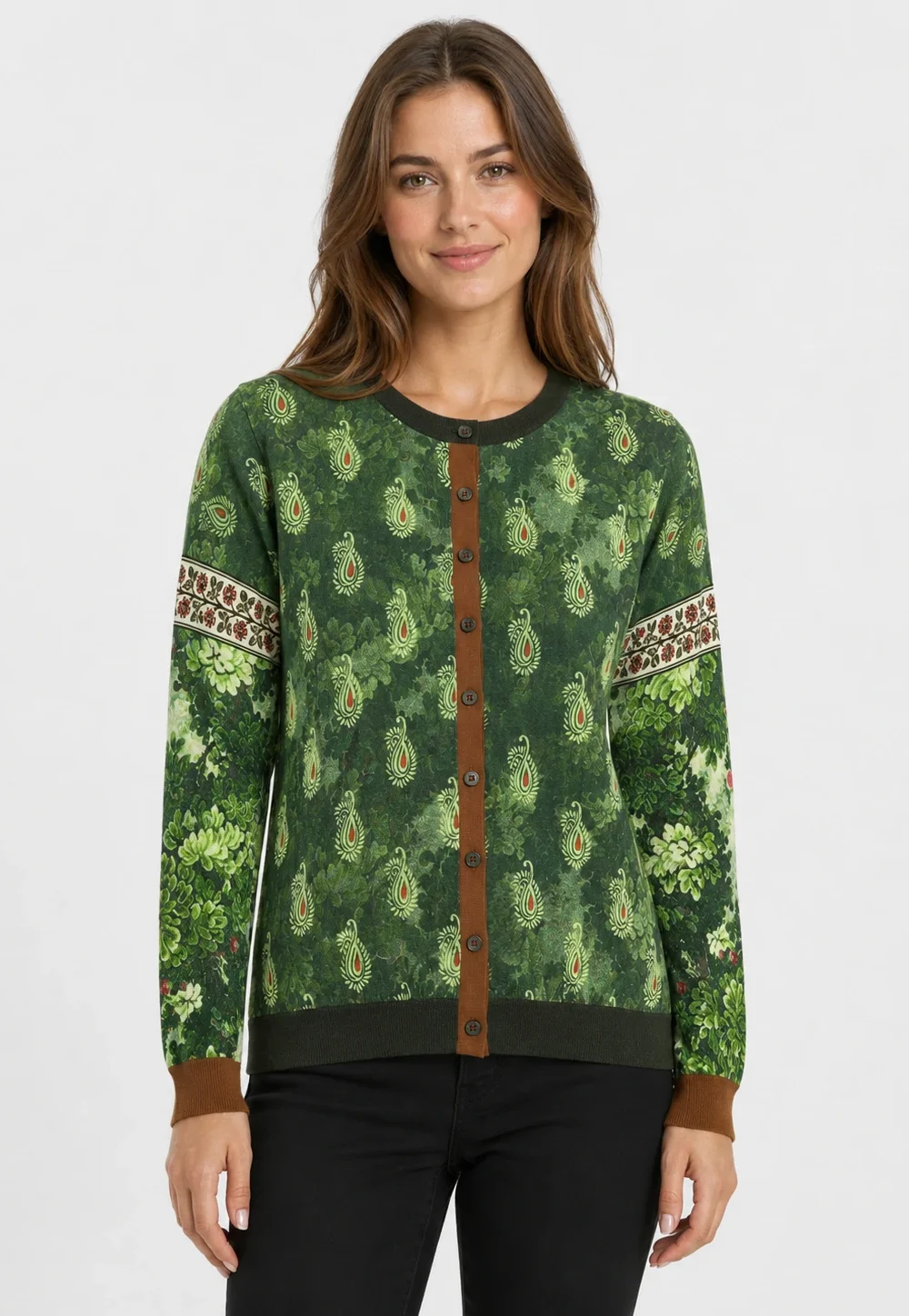 Women’s Vintage Hunting Scene Printed Knit Cardigan