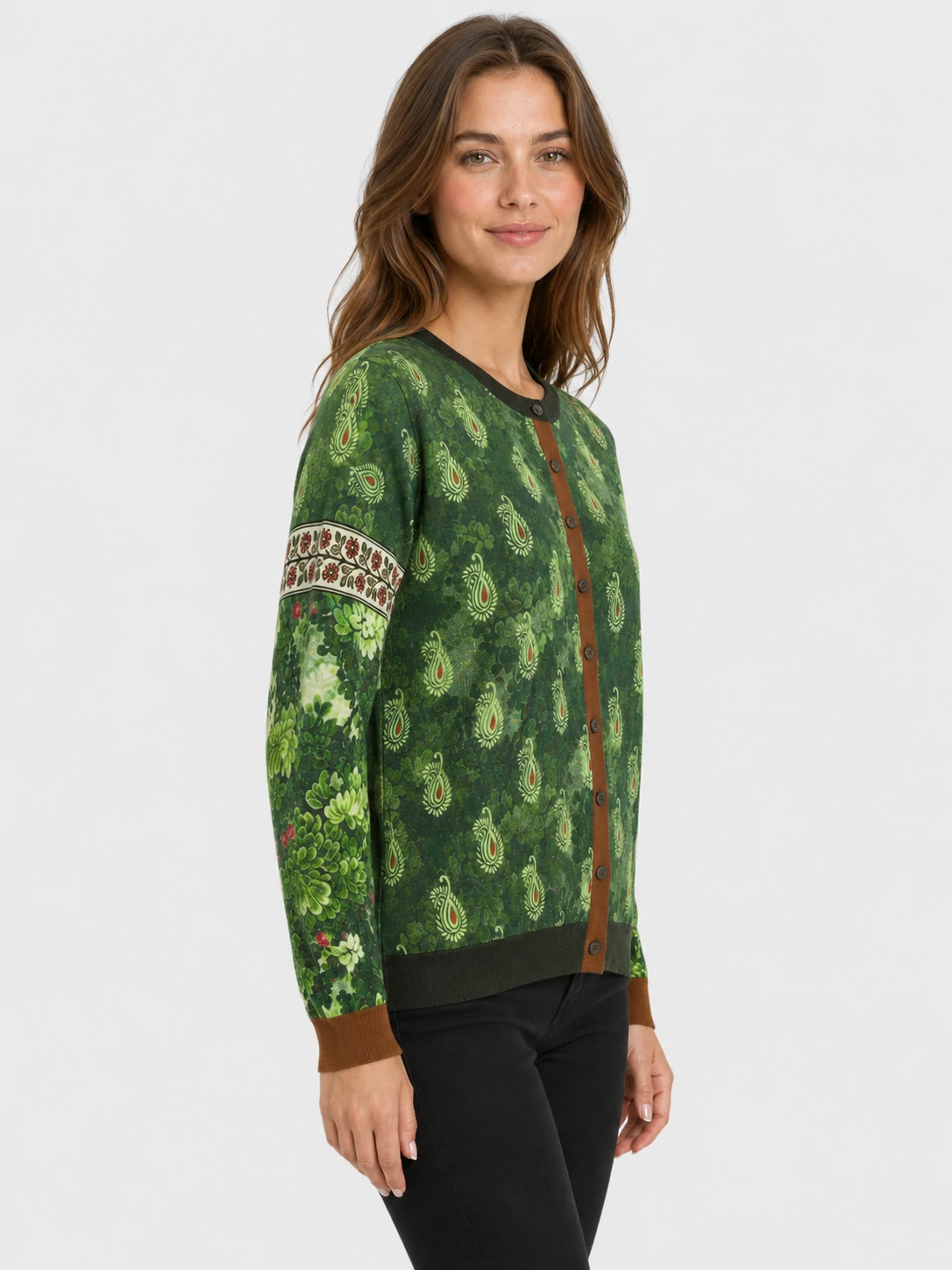 Women’s Vintage Hunting Scene Printed Knit Cardigan 3 Women’s Vintage Hunting Scene Printed Knit Cardigan - Image 3
