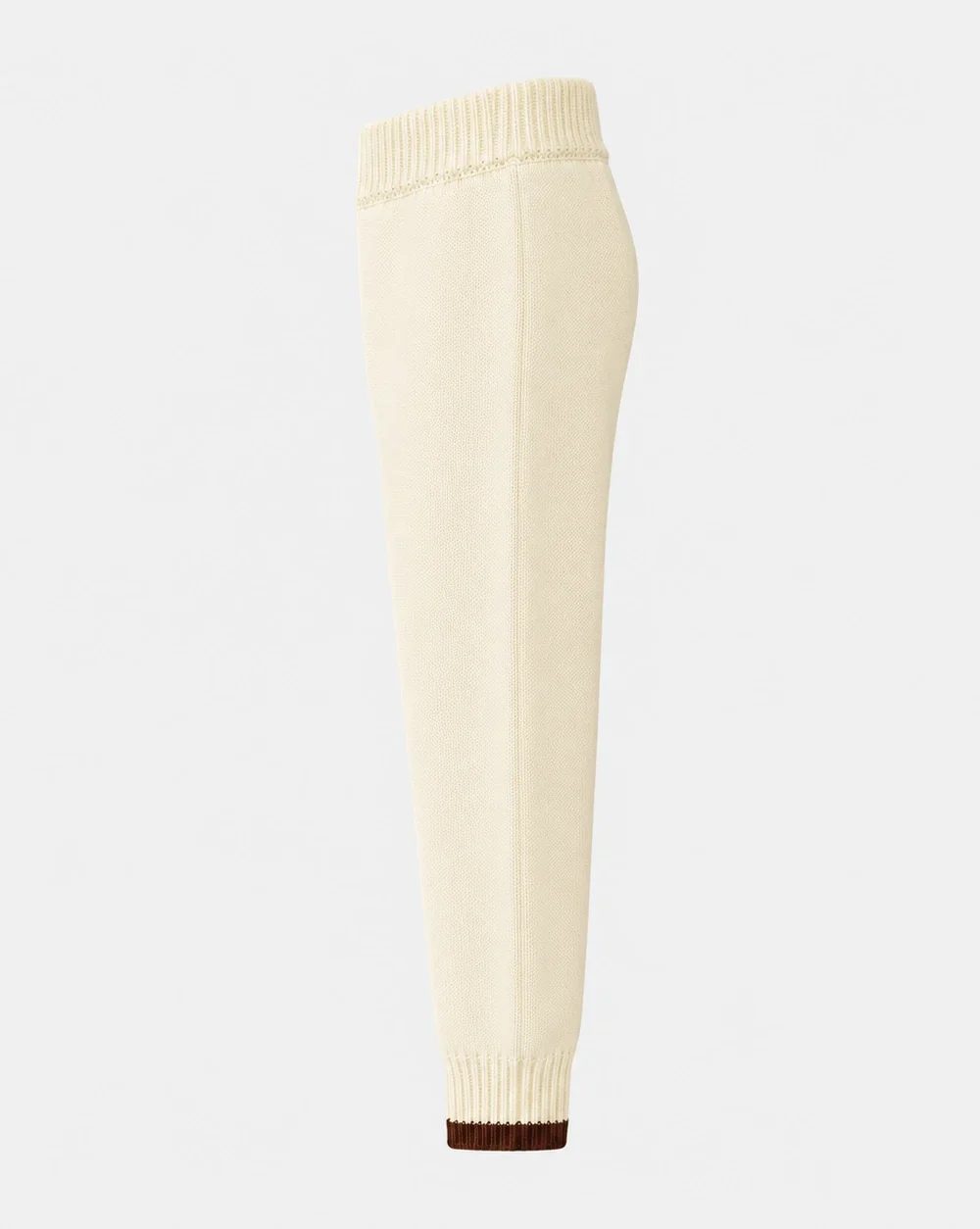 Kids Cream Knit Jogger Pants with Brown Cuff Trim (3)