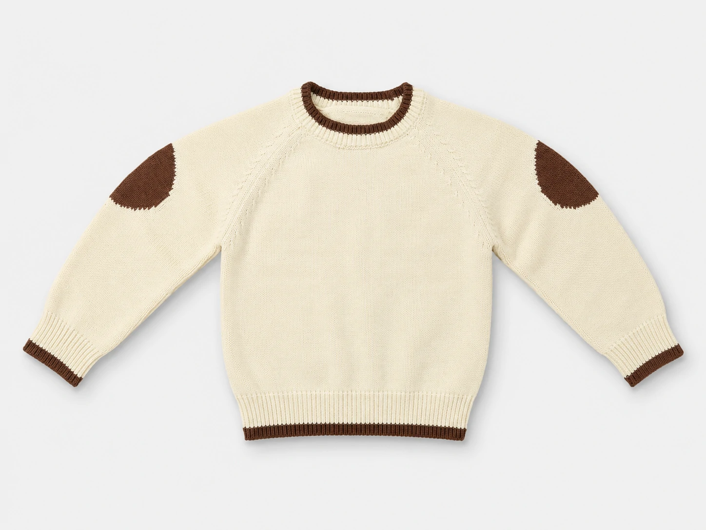 Kids Cream Knit Sweater with Brown Patches 2 Kids Cream Knit Sweater with Brown Patches - Image 2