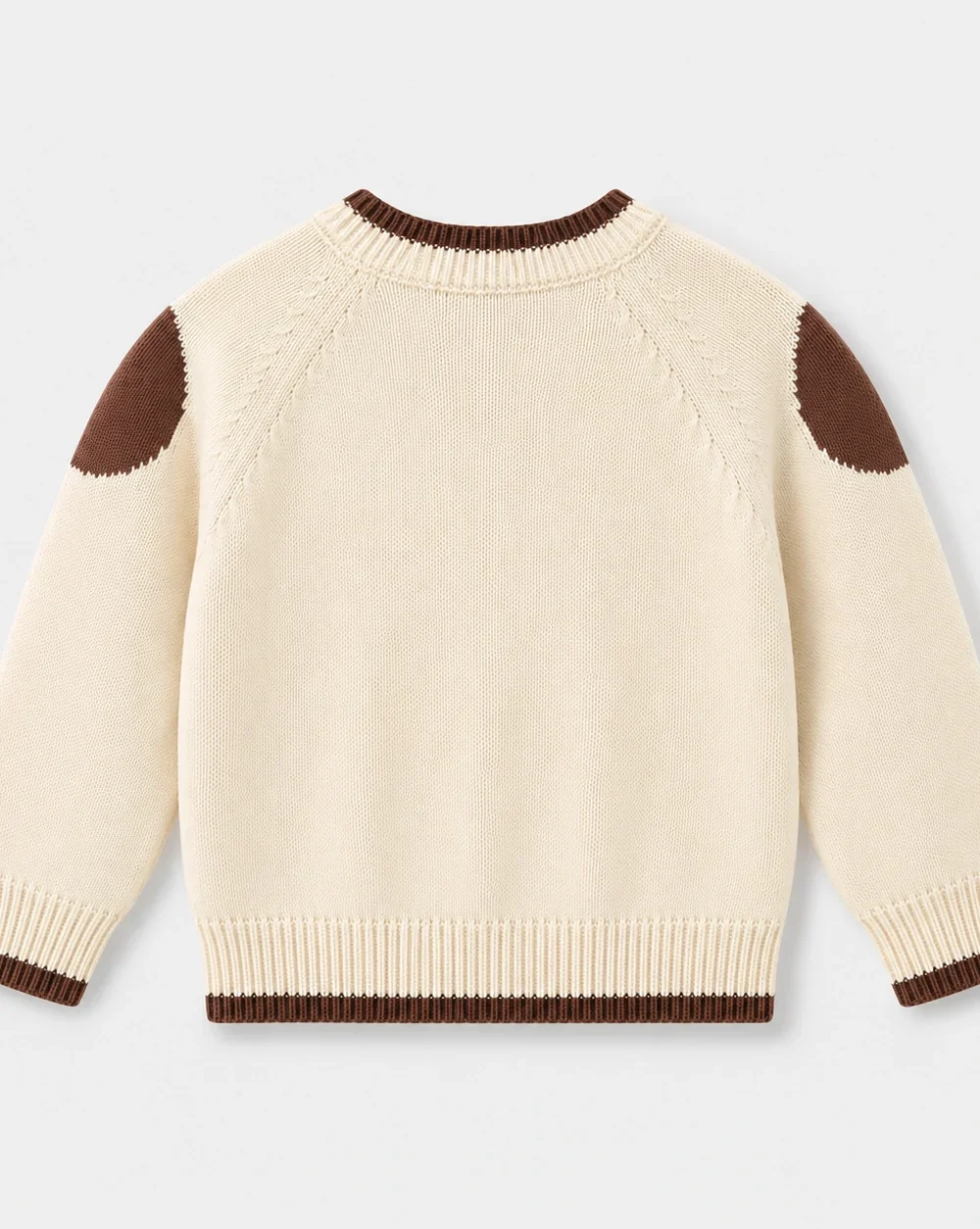 Kids Cream Knit Sweater with Brown Patches