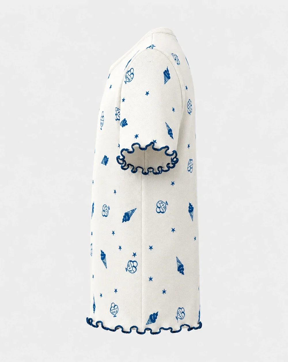 Kids Cream Knit Top with Blue Ice Cream Print (2)