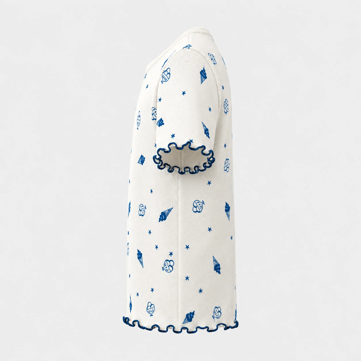 Kids Cream Knit Top with Blue Ice Cream Print 2 Kids Cream Knit Top with Blue Ice Cream Print - Image 2