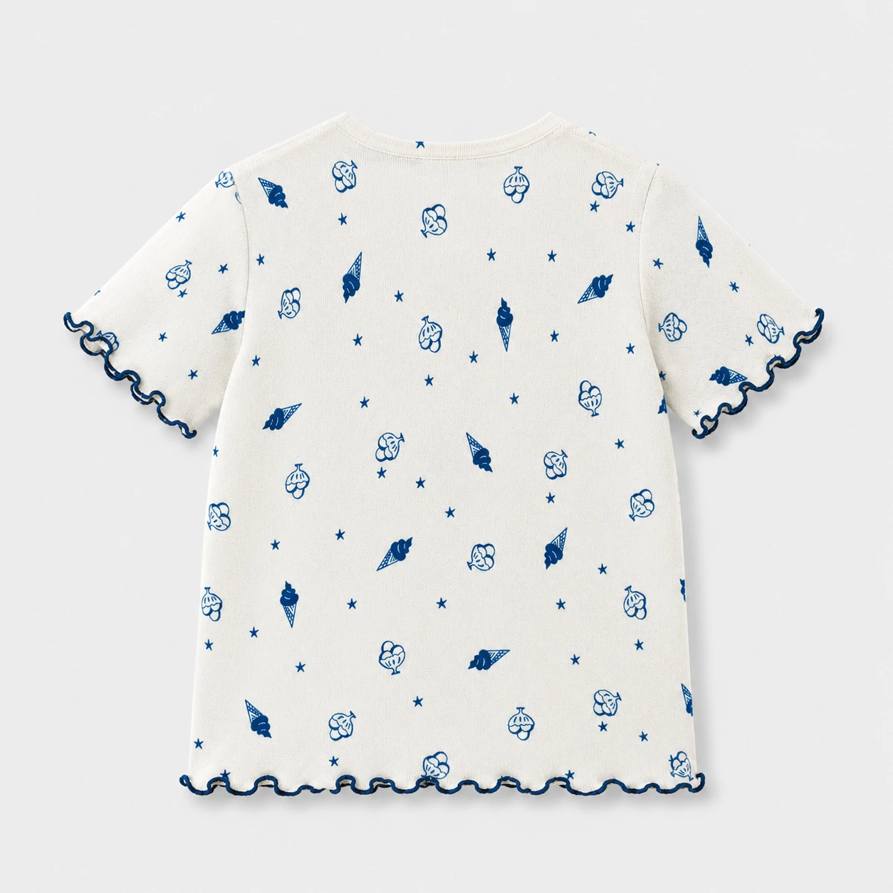 Kids Cream Knit Top with Blue Ice Cream Print 3 Kids Cream Knit Top with Blue Ice Cream Print - Image 3