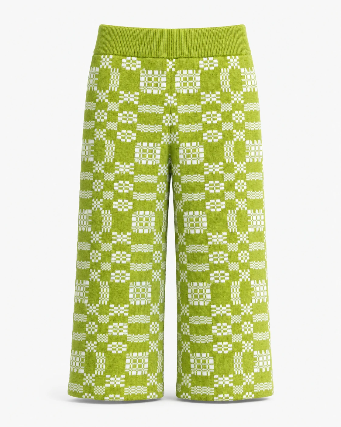 Kids Green Geometric Knit Wide-Leg Pants 1 Kids Green Geometric Knit Wide-Leg Pants
