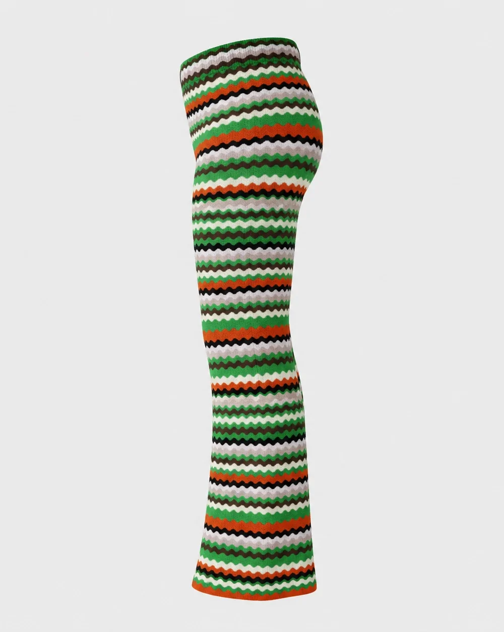 Kids Multicolor Wave Stripe Knit Flared Pants (3)