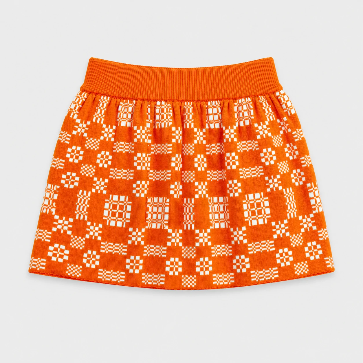 Kids Orange Geometric Knit Skirt 3 Kids Orange Geometric Knit Skirt - Image 3