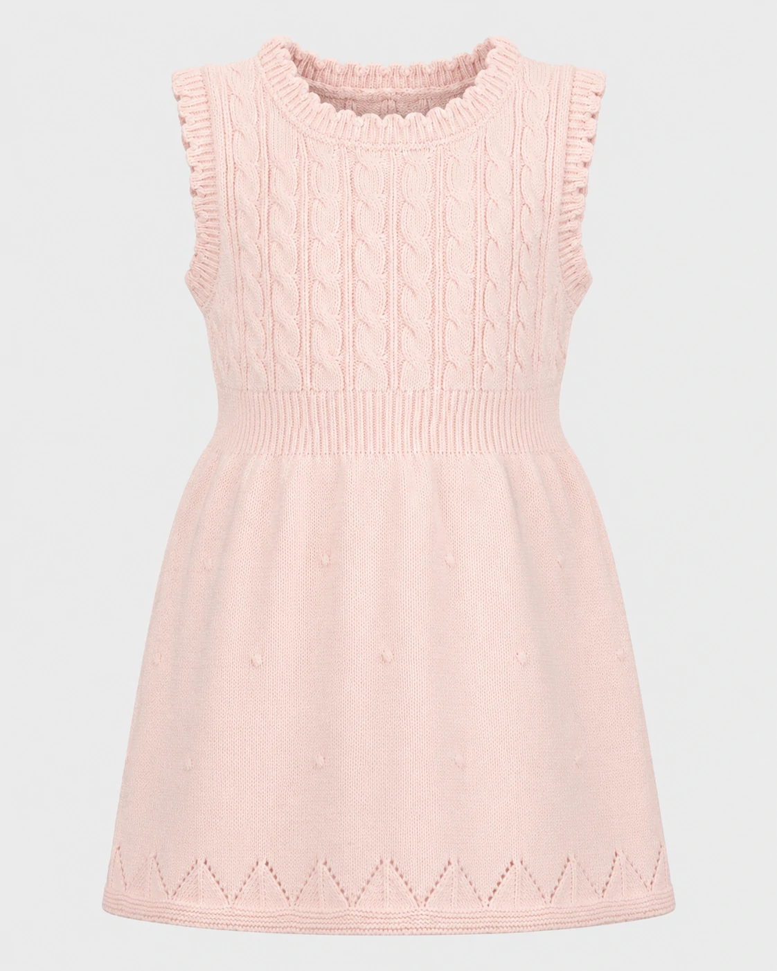 Kids Pink Sleeveless Cable Knit Dress 1 Kids Pink Sleeveless Cable Knit Dress