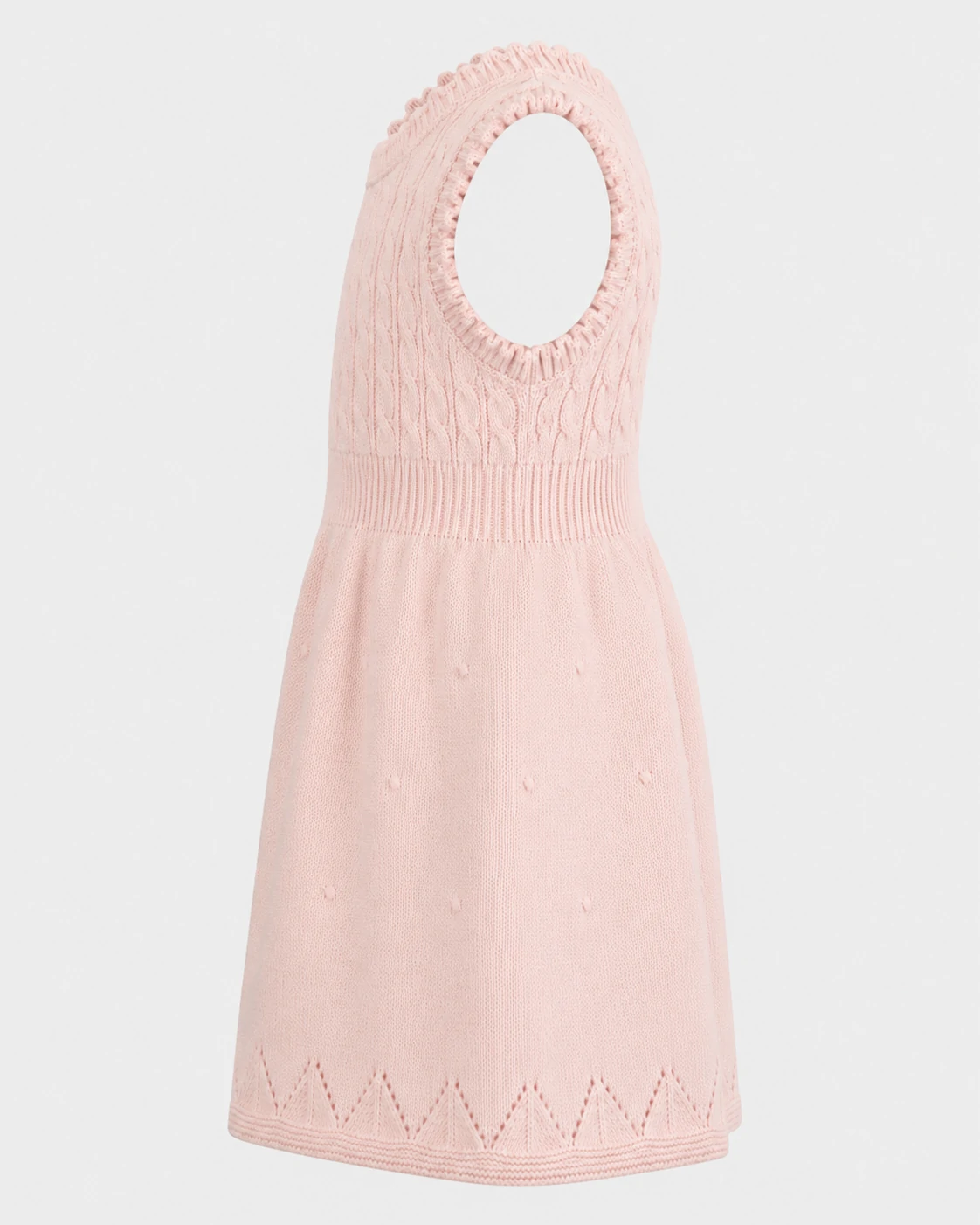 Kids Pink Sleeveless Cable Knit Dress 2 Kids Pink Sleeveless Cable Knit Dress - Image 2