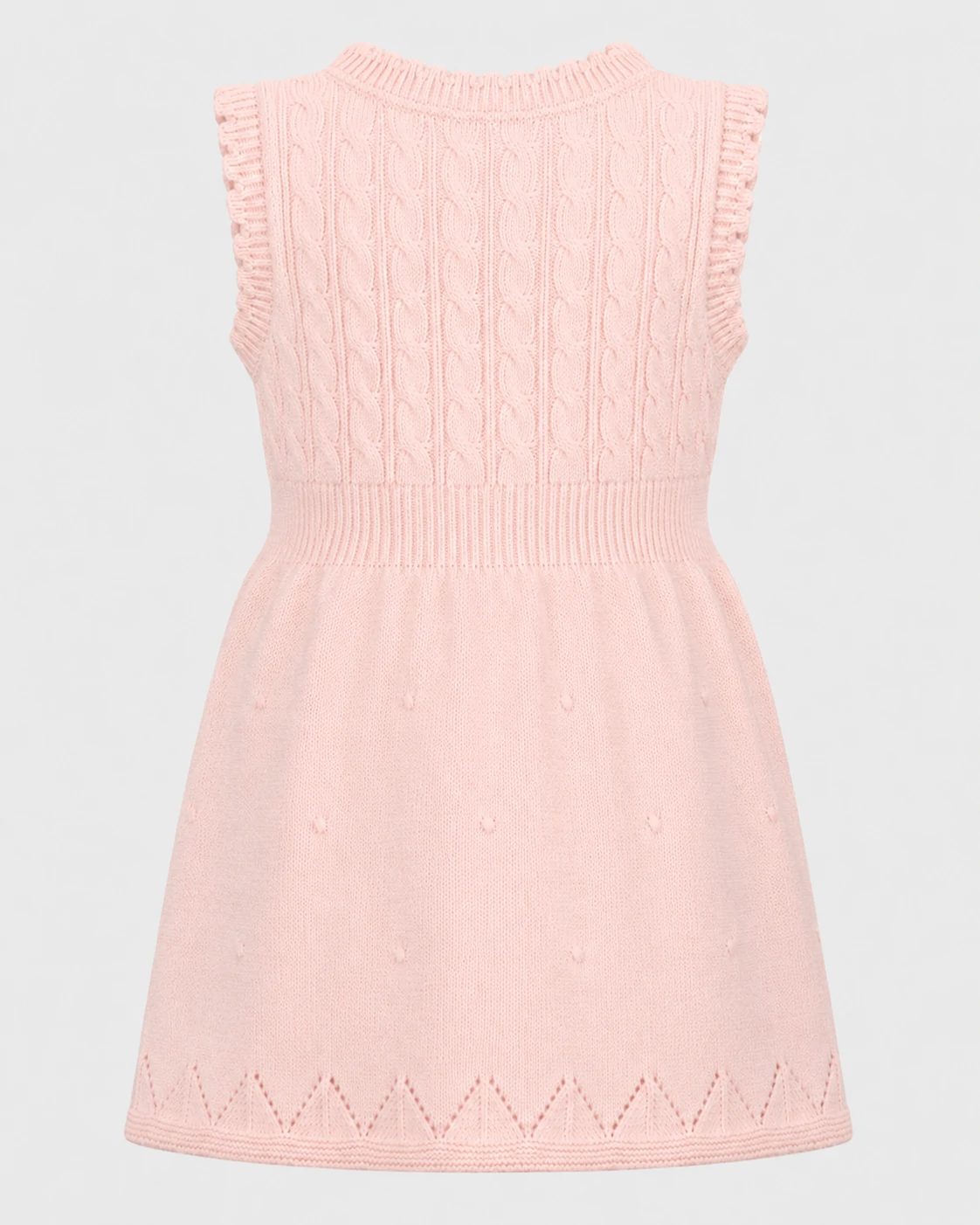 Kids Pink Sleeveless Cable Knit Dress 3 Kids Pink Sleeveless Cable Knit Dress - Image 3