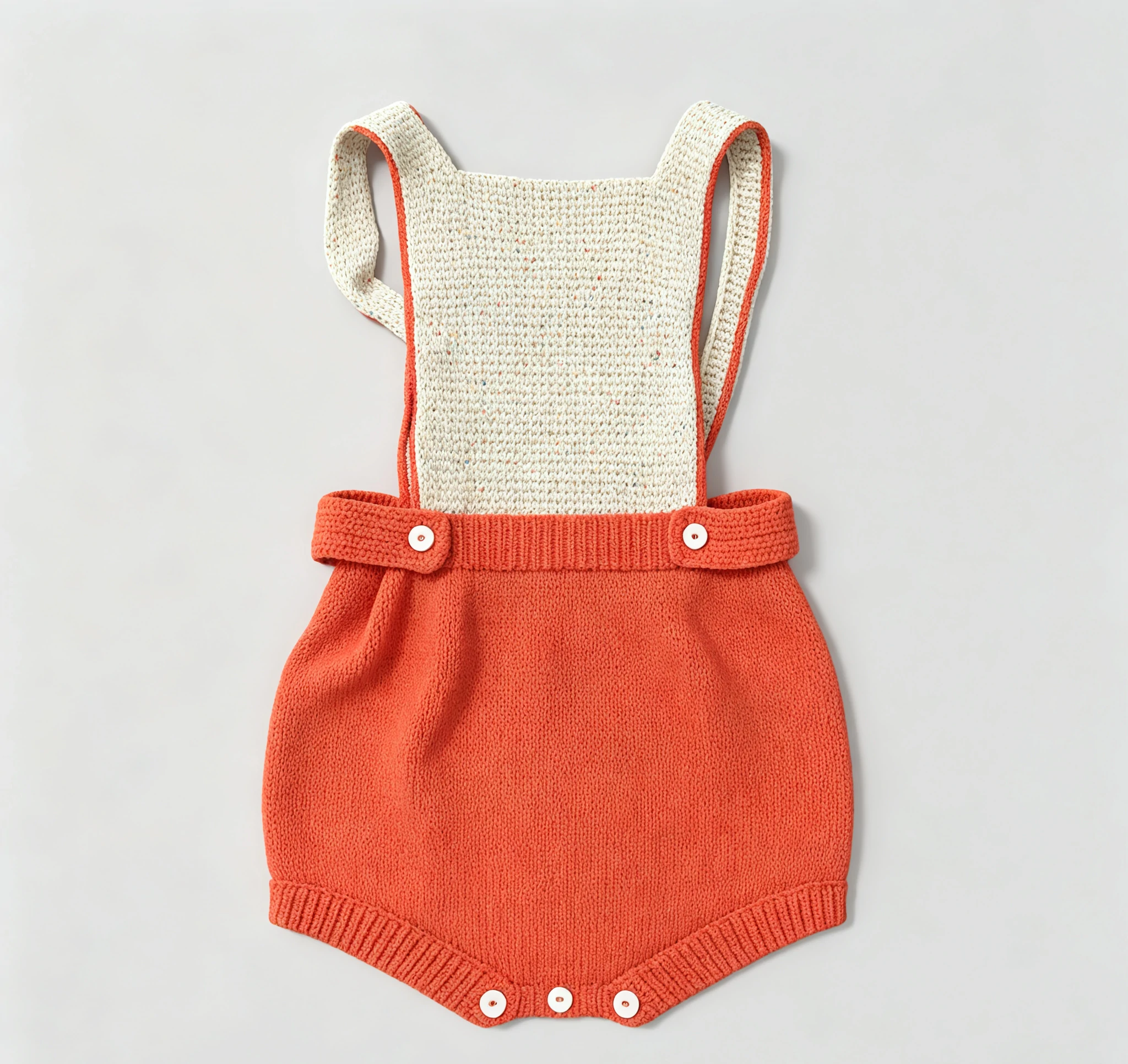 Orange Knit Baby Overalls Romper 2 Orange Knit Baby Overalls Romper - Image 2